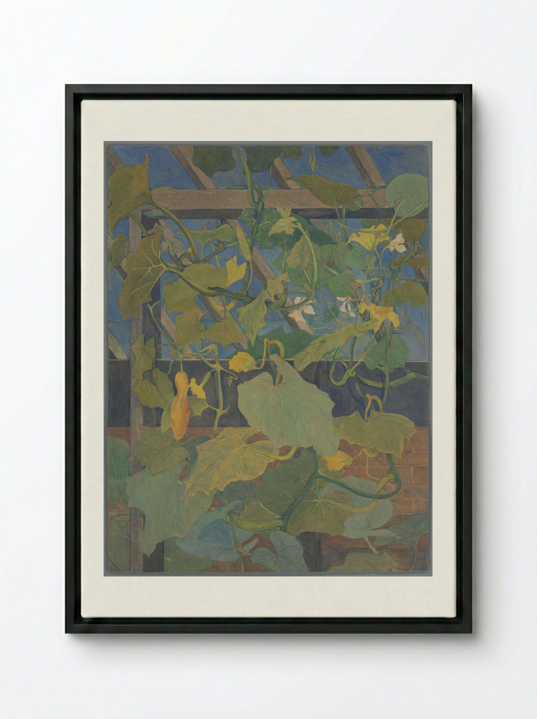 Greenhouse with Ornamental Gourds - Theo van Hoytema - Framed Canvas Black