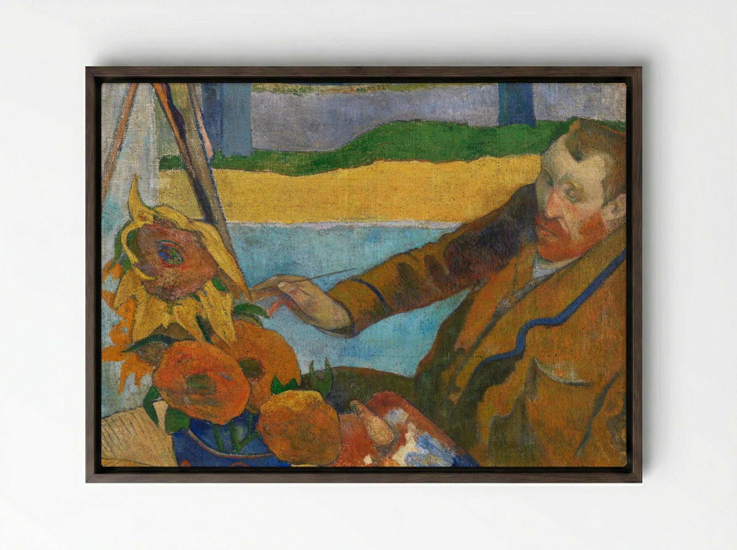 The Painter of Sunflowers: Portrait of Vincent van Gogh - Paul Gauguin - Framed Canvas Dark Wood