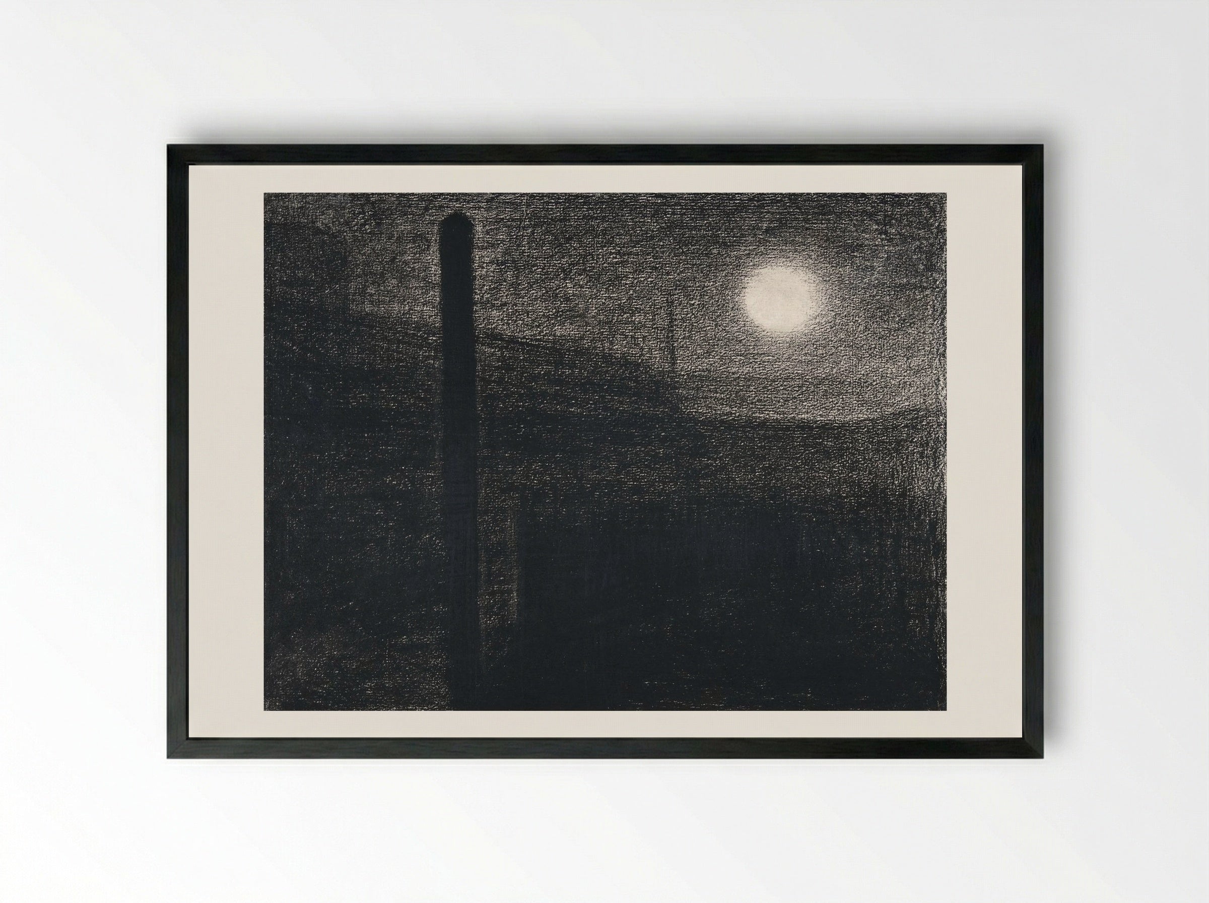 Courbevoie, Factories by Moonlight - Georges Seurat - Framed Print Black