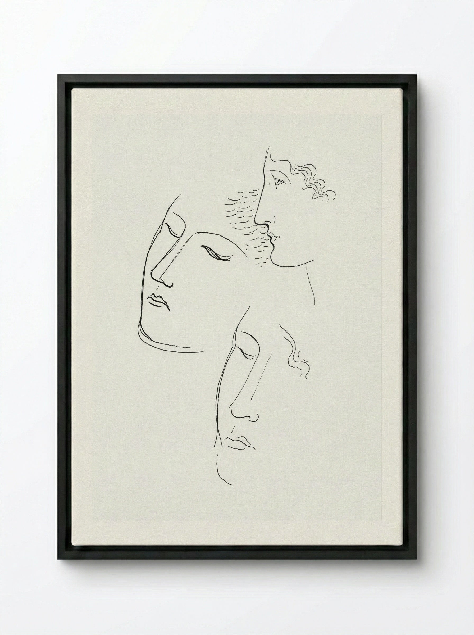 Sketchbook Study of Women's Faces - Mikuláš Galanda - Framed Canvas Black