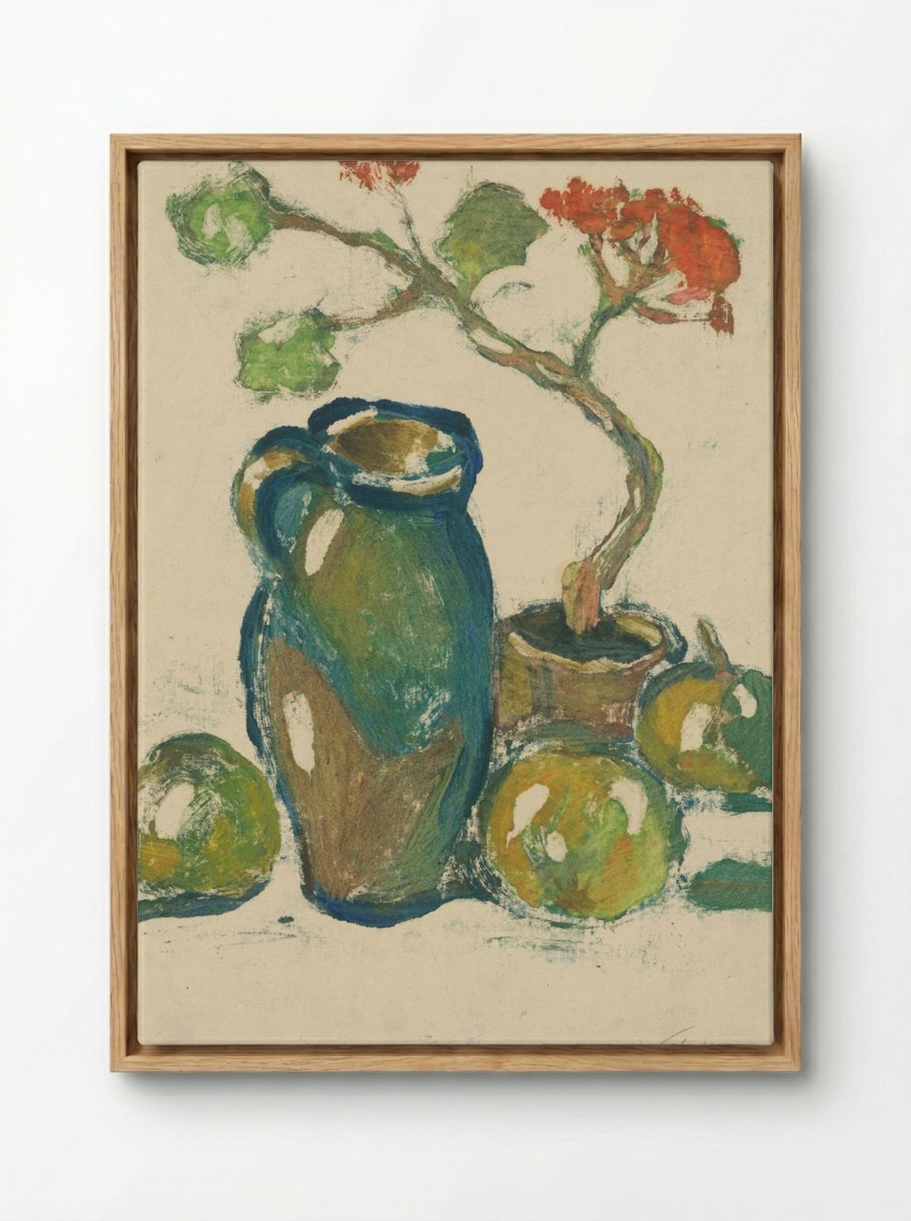 Still Life with Pitcher and Fruit - Zolo Palugyay - Framed Canvas Wood