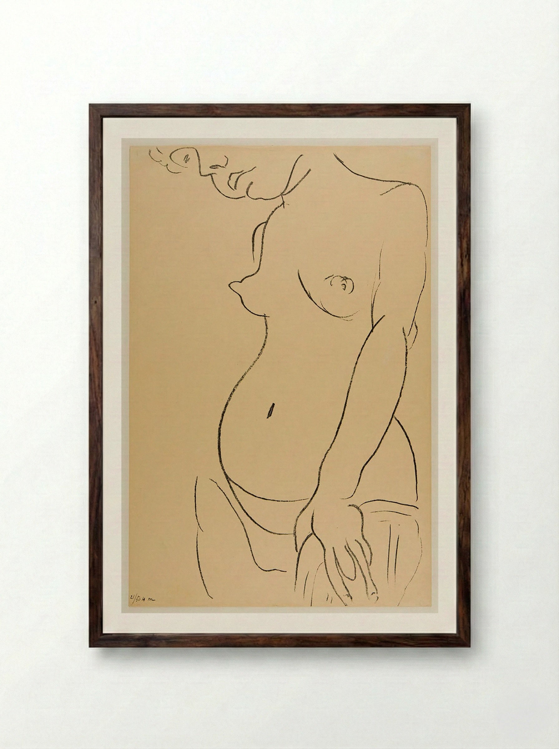 Nude with Partial View of Face - Henri Matisse - Framed Print Dark Wood