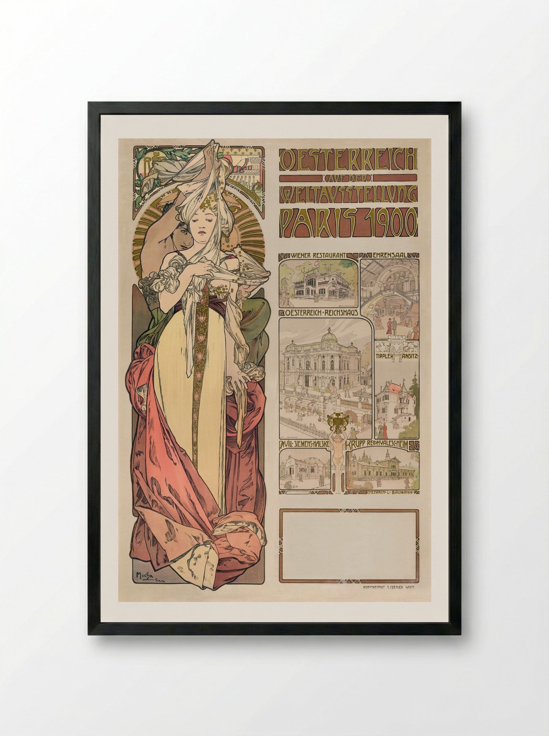 Austria at the Exposition Universelle, Paris 1900 - Alphonse Mucha - Framed Print Black