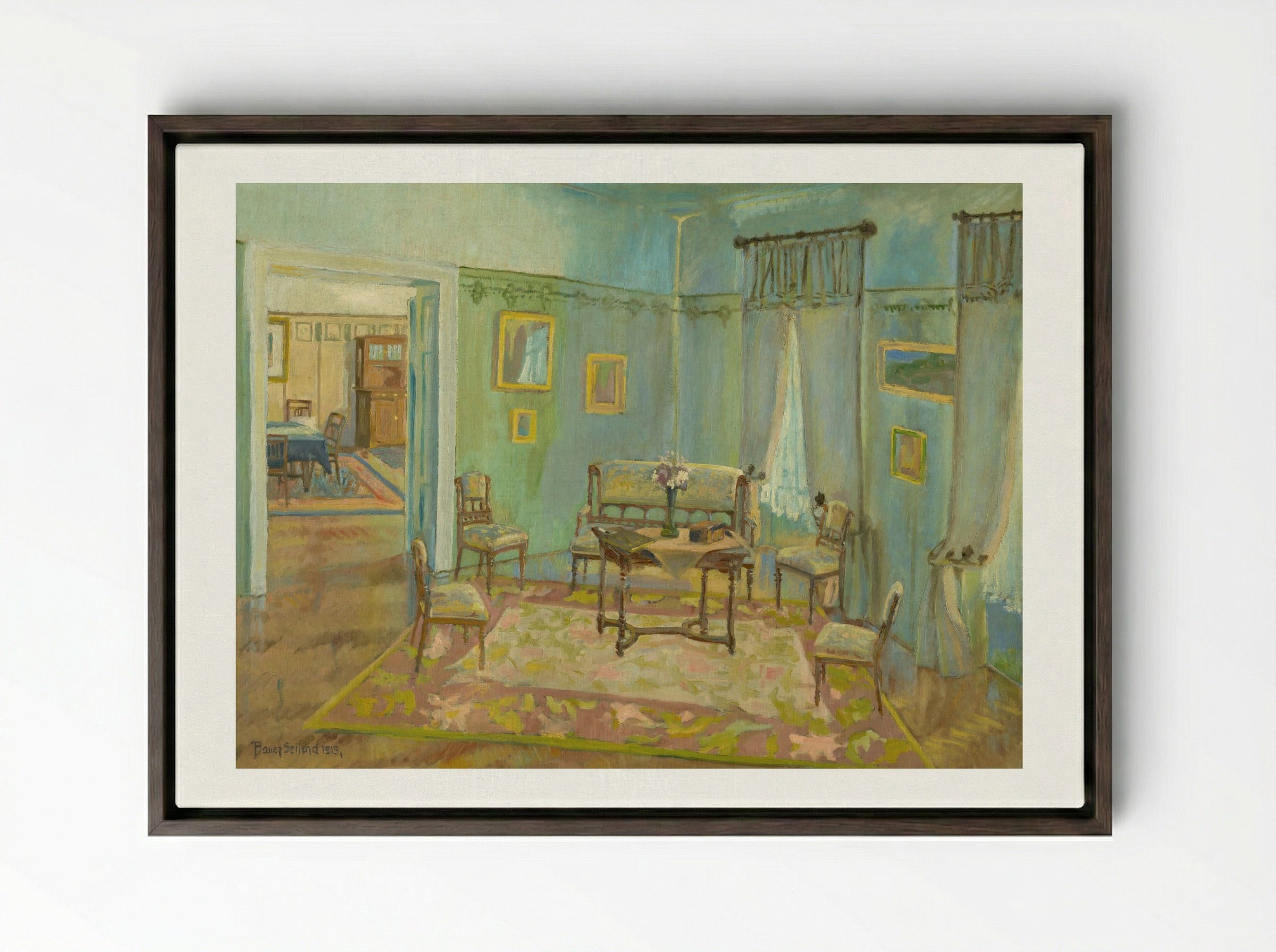 Room Interior - Konstantin Bauer - Framed Canvas Dark Wood