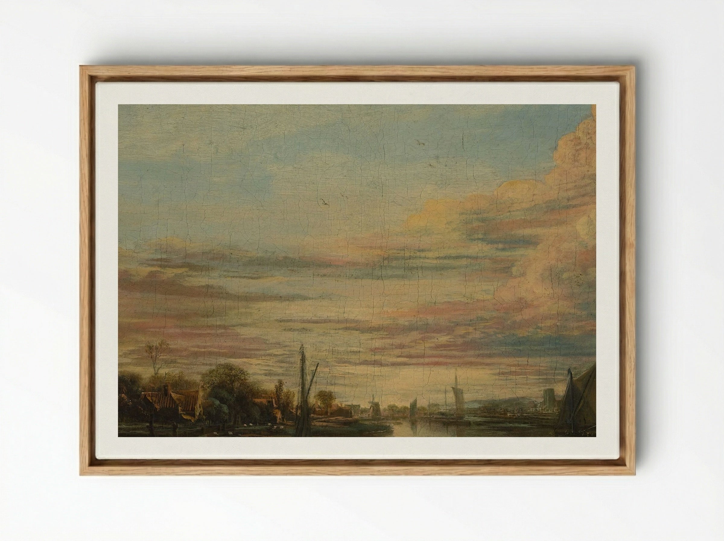Landscape at Sunset - Aert van der Neer - Framed Canvas Wood
