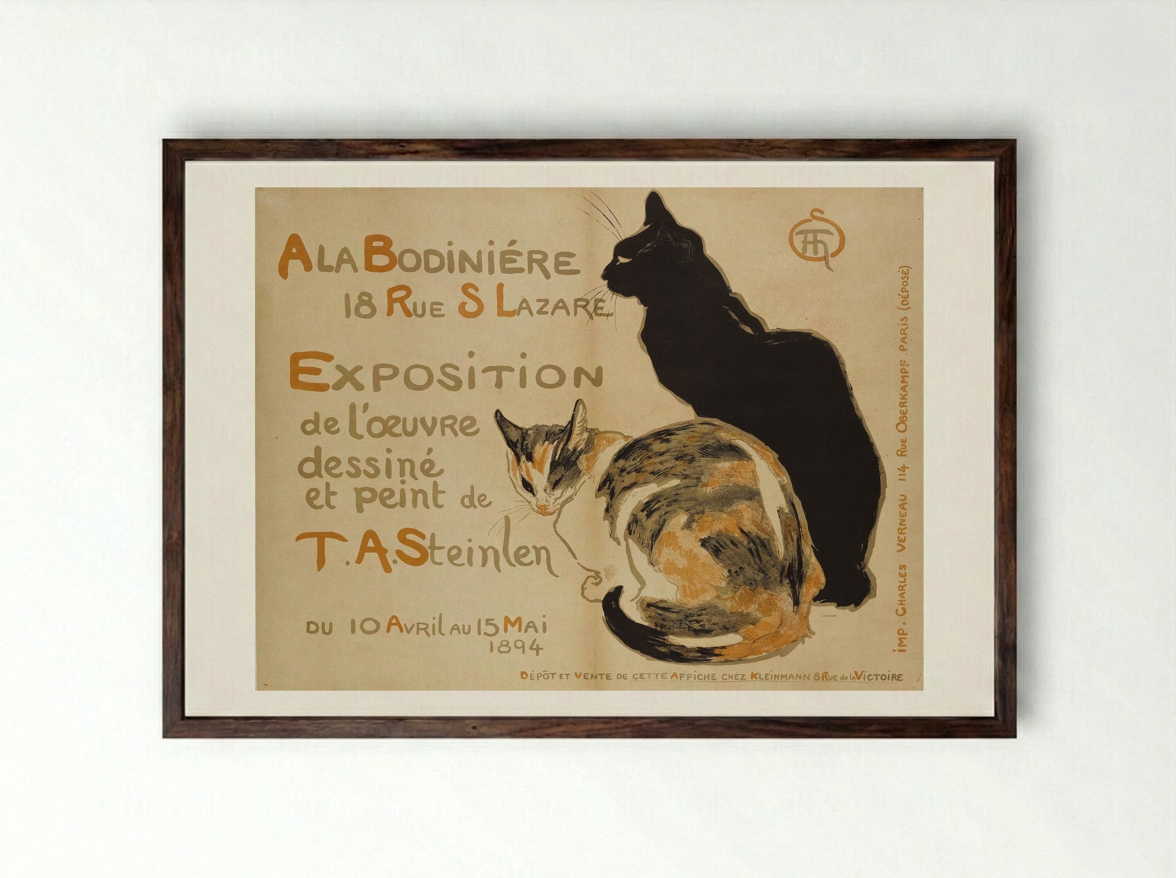 A la Bodinière, 18 Rue St. Lazare - Théophile Steinlen - Framed Print Dark Wood