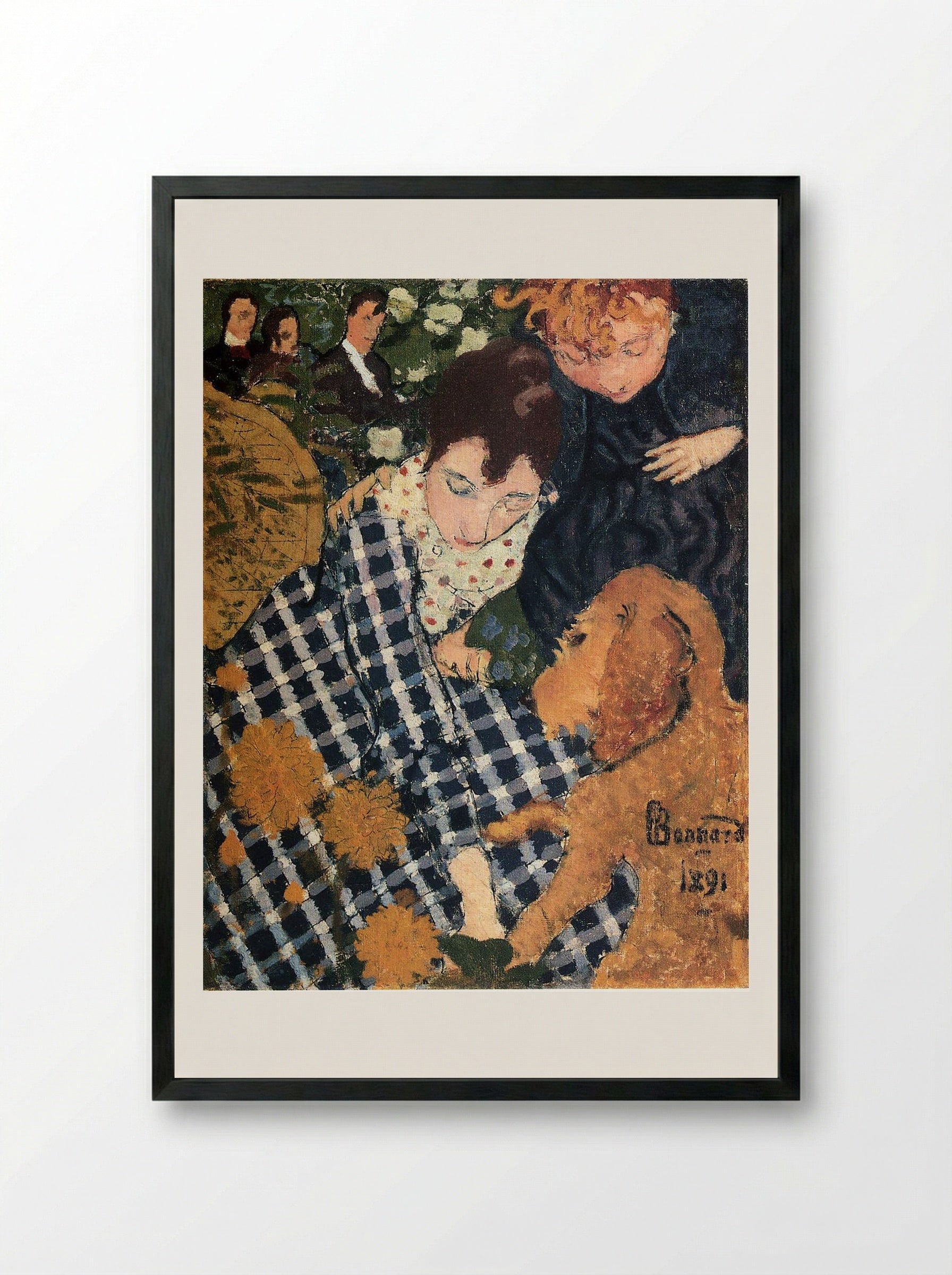 Woman with Dog - Pierre Bonnard - Framed Print Black