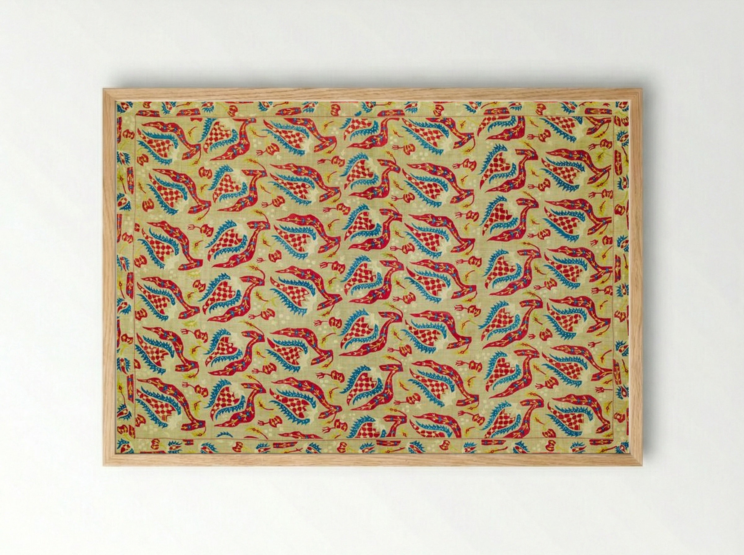 Turkish Bed Cover Pattern with Flowers and Leaves - William Morris - Framed Print Wood