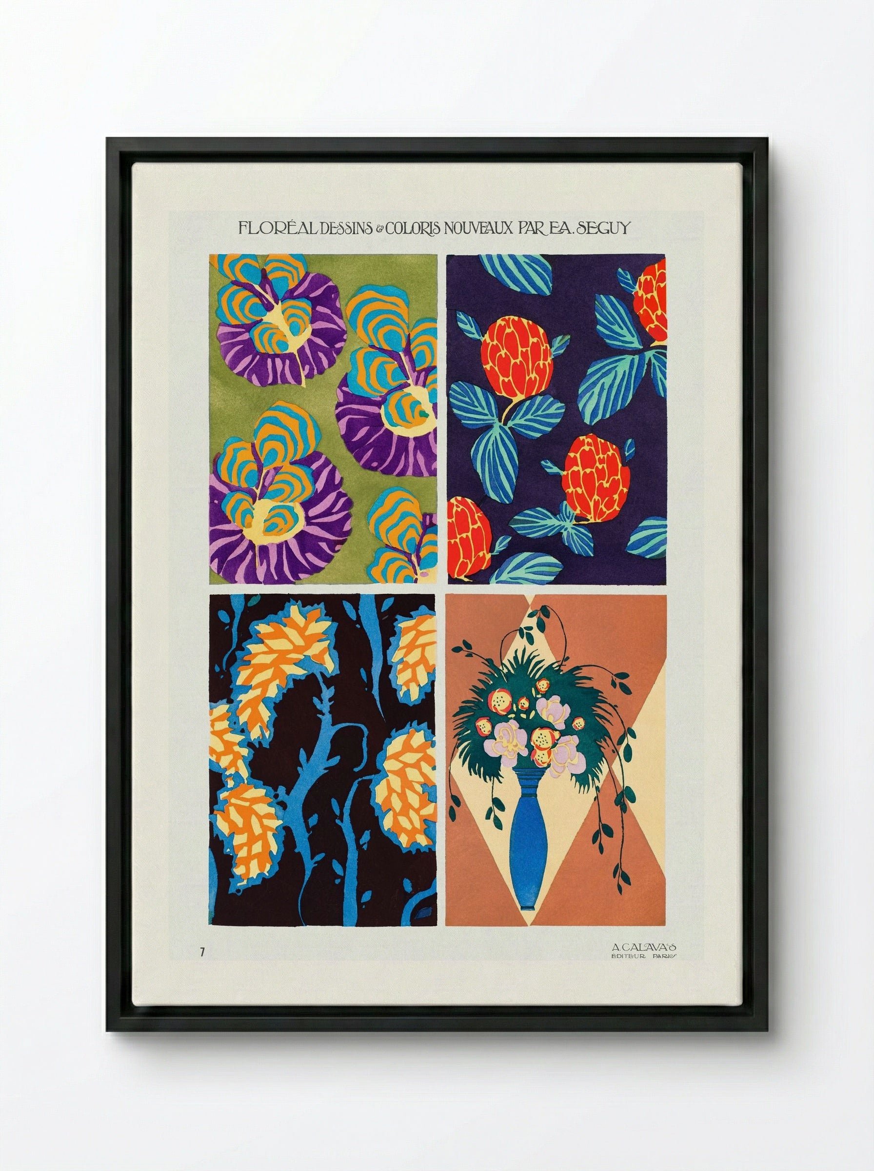 Floréal Dessins & Coloris Nouveaux - Émile-Allain Séguy - Framed Canvas Black