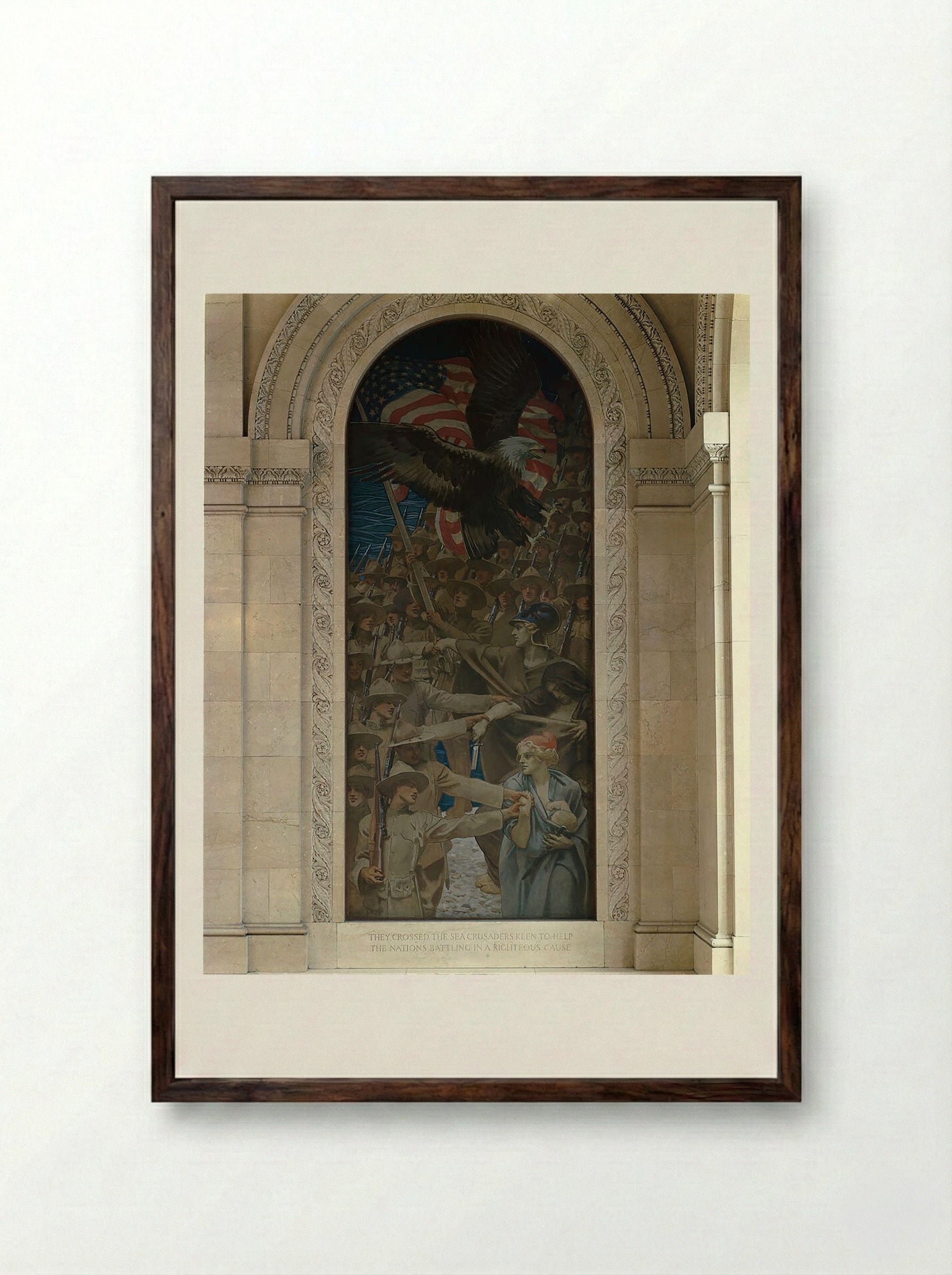 Entering the War - John Singer Sargent - Framed Print Dark Wood