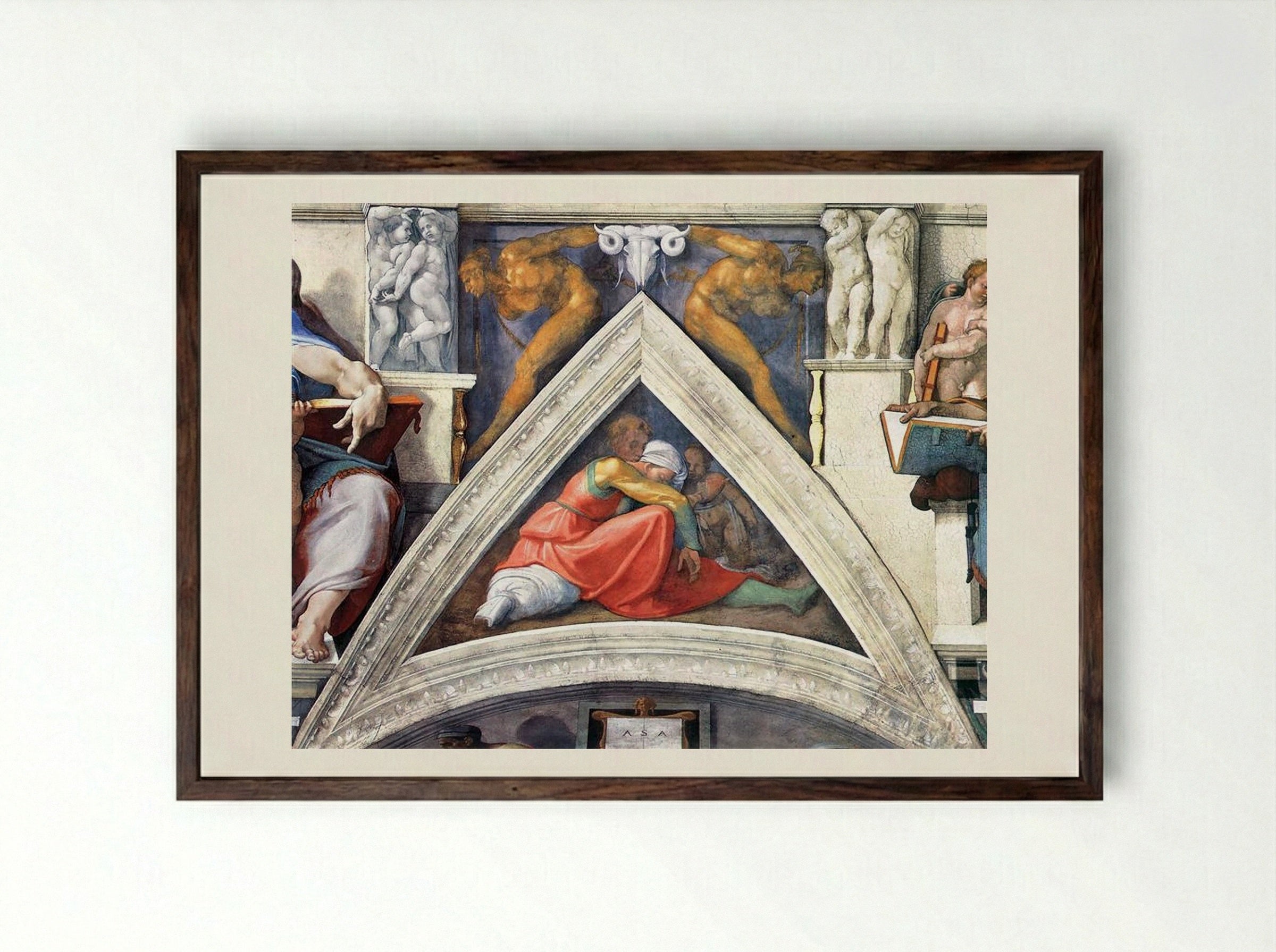 The Ancestors of Christ: Asa - Michelangelo - Framed Print Dark Wood