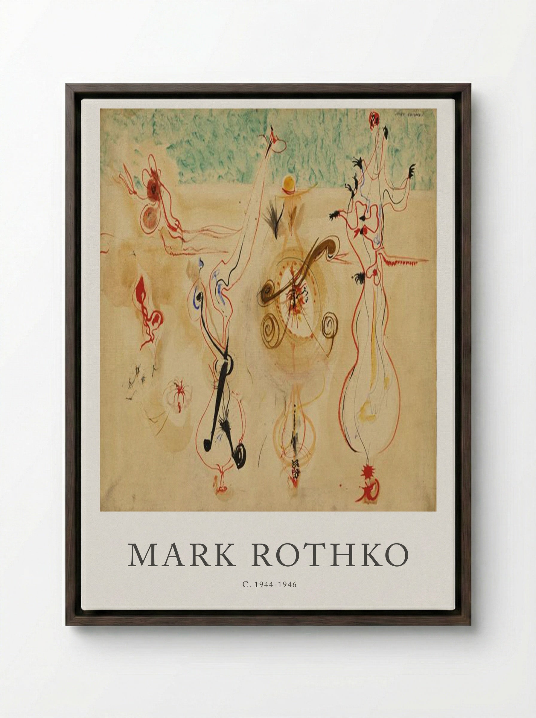 Untitled (Biomorphic Figures) - Mark Rothko - Framed Canvas Dark Wood