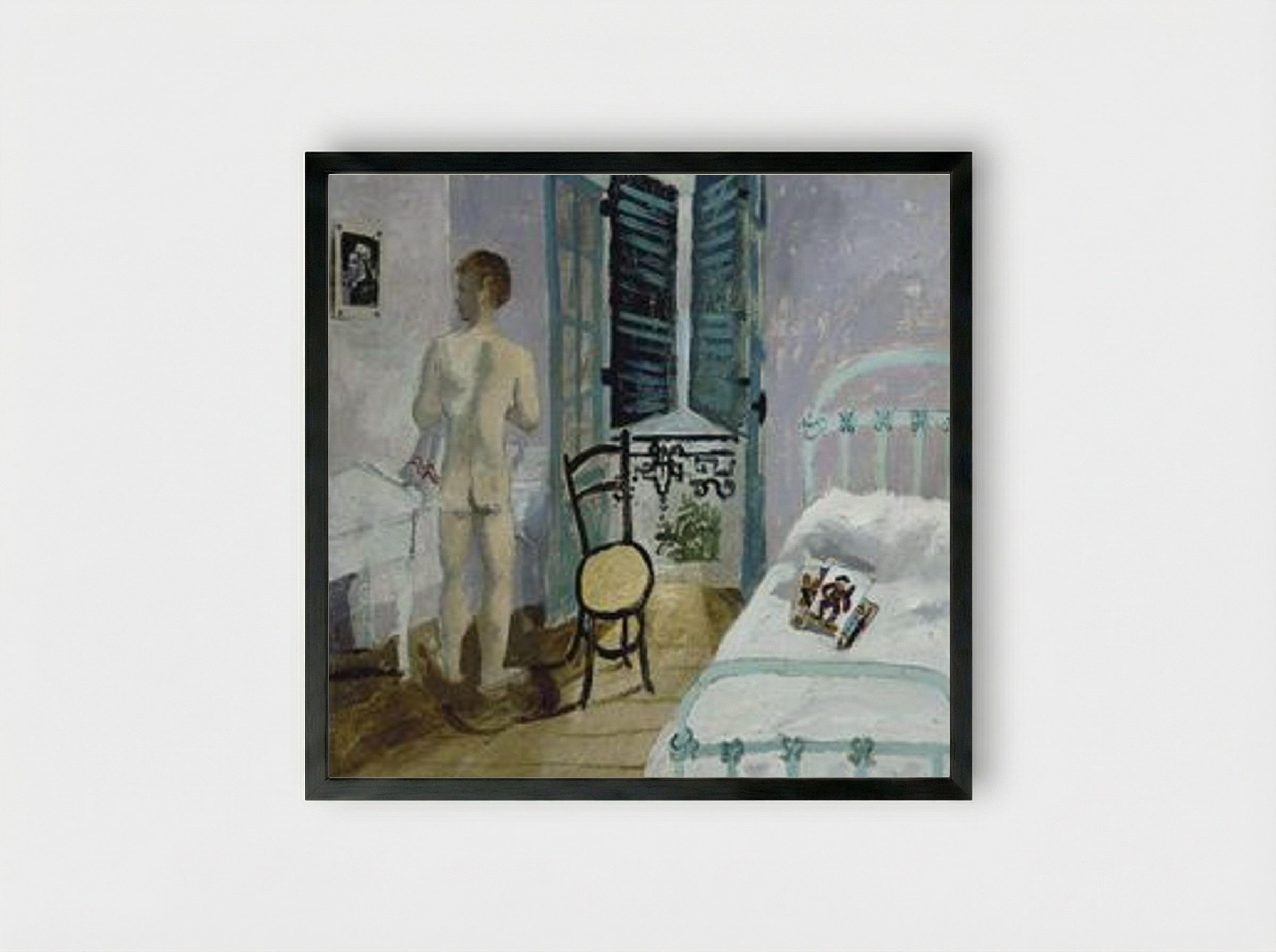 Nude in a Bedroom, Portrait of Fr. Francis Rose - Christopher Wood - Framed Print Black