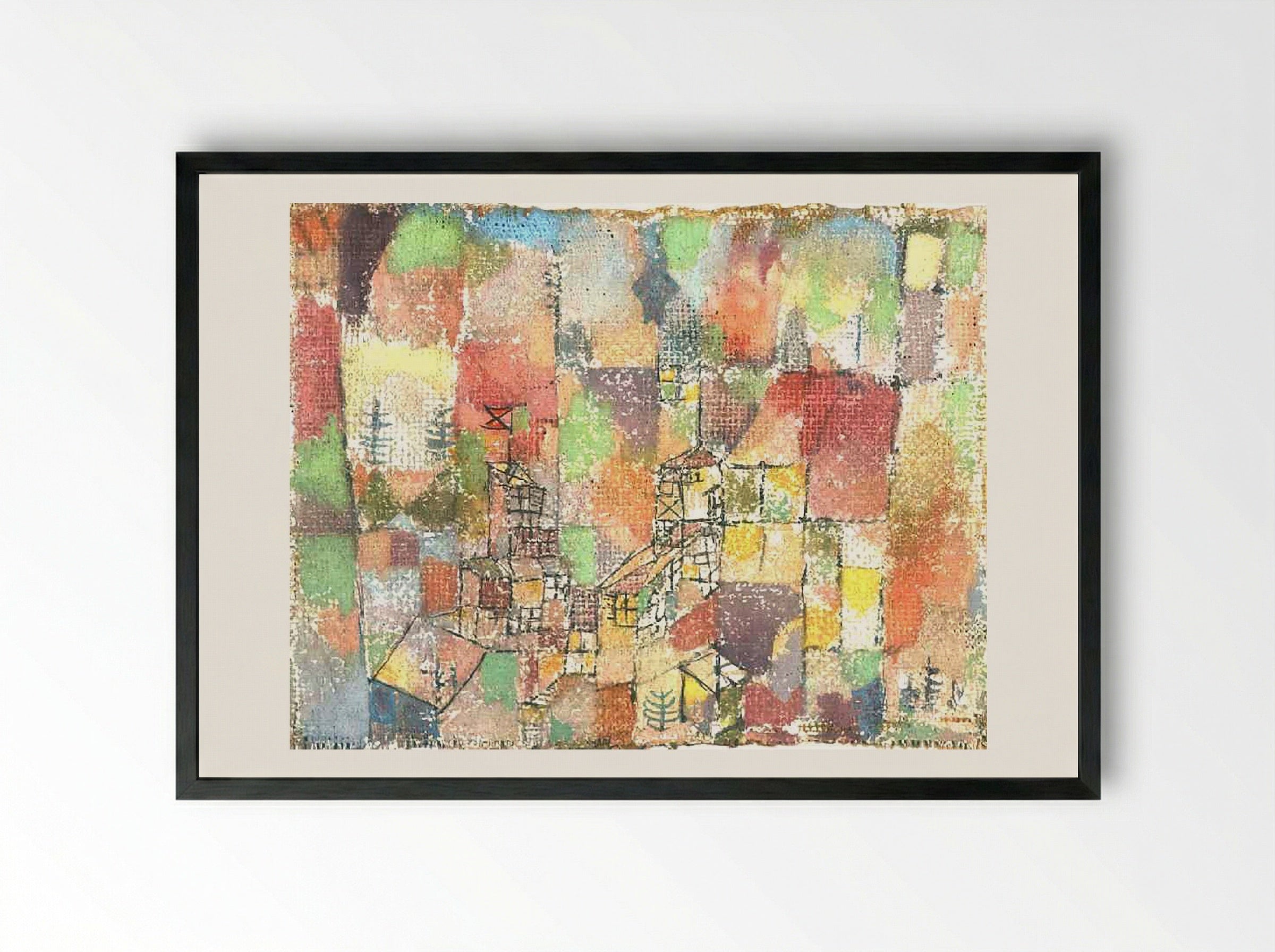 Two Country Houses - Paul Klee - Framed Print Black