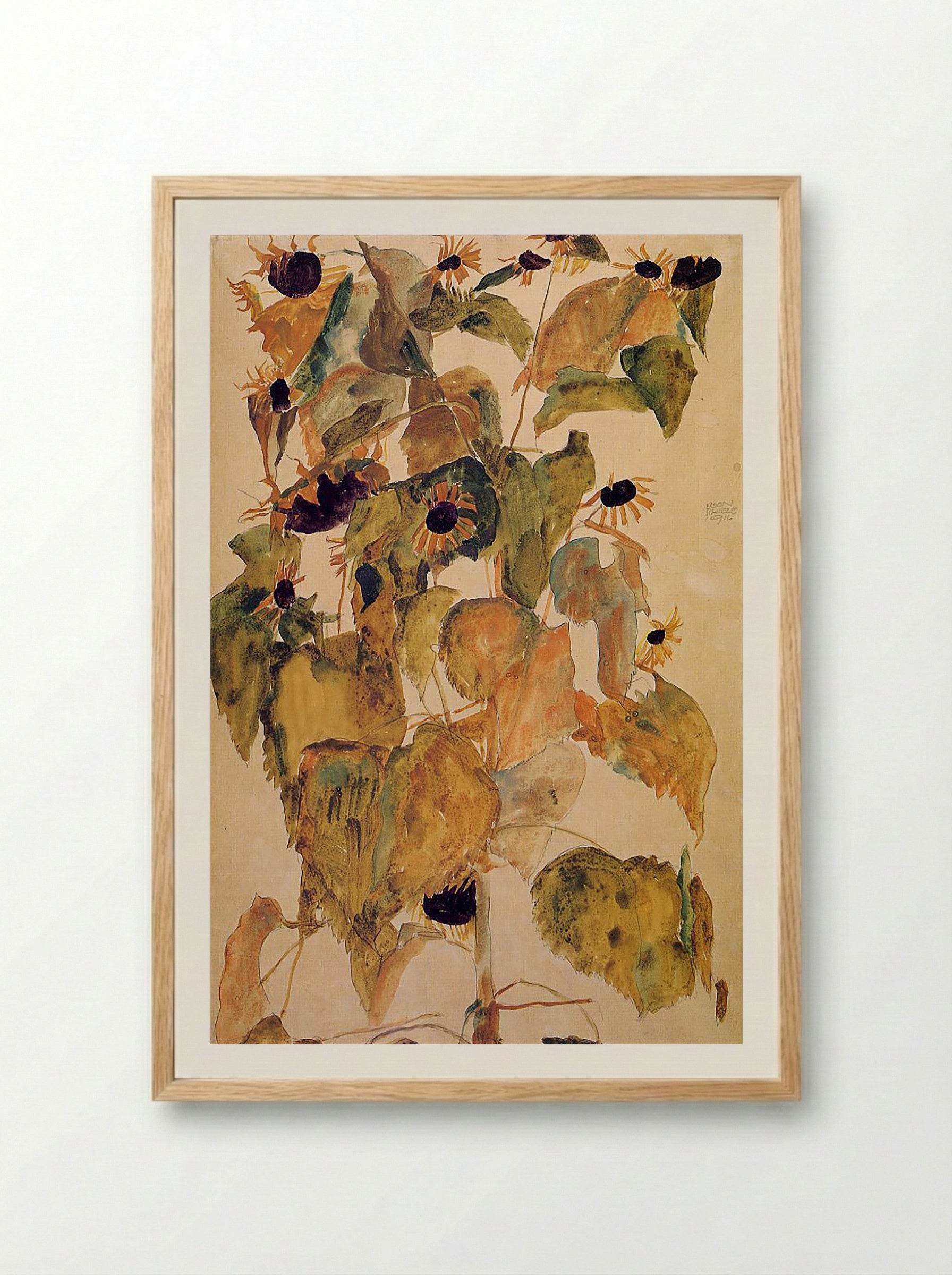 Sunflowers - Egon Schiele - Framed Print Wood