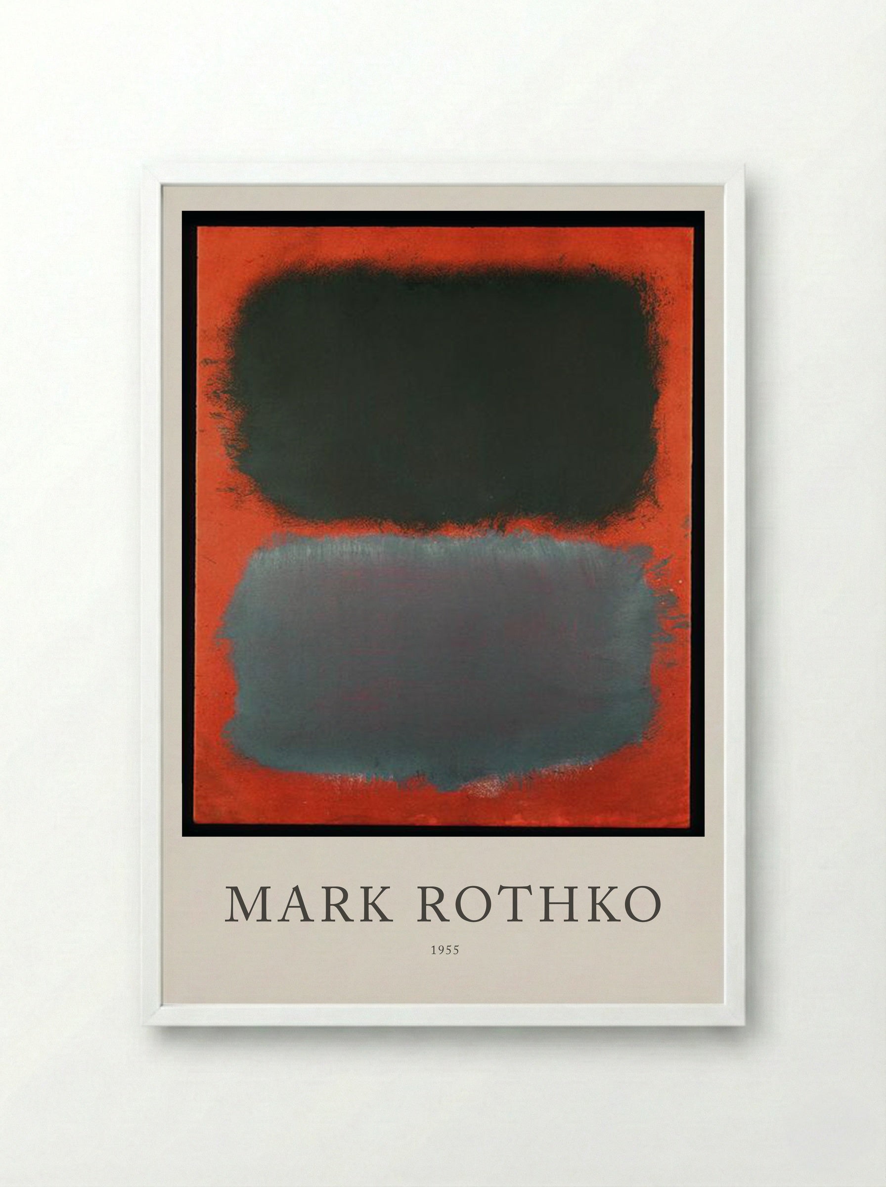 Untitled (Black and Grey Over Orange) - Mark Rothko - Framed Print White