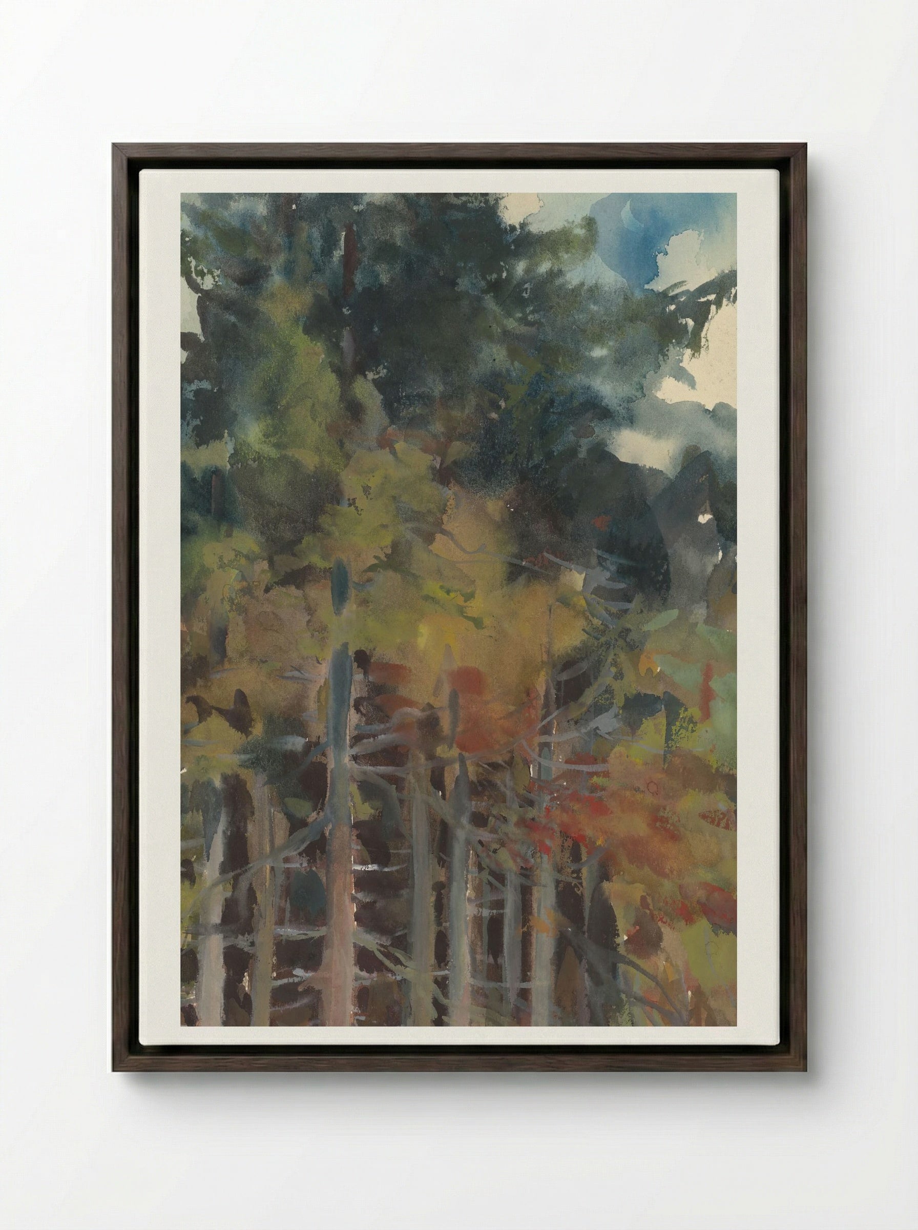 In the Forest in Autumn - Zolo Palugyay - Framed Canvas Dark Wood