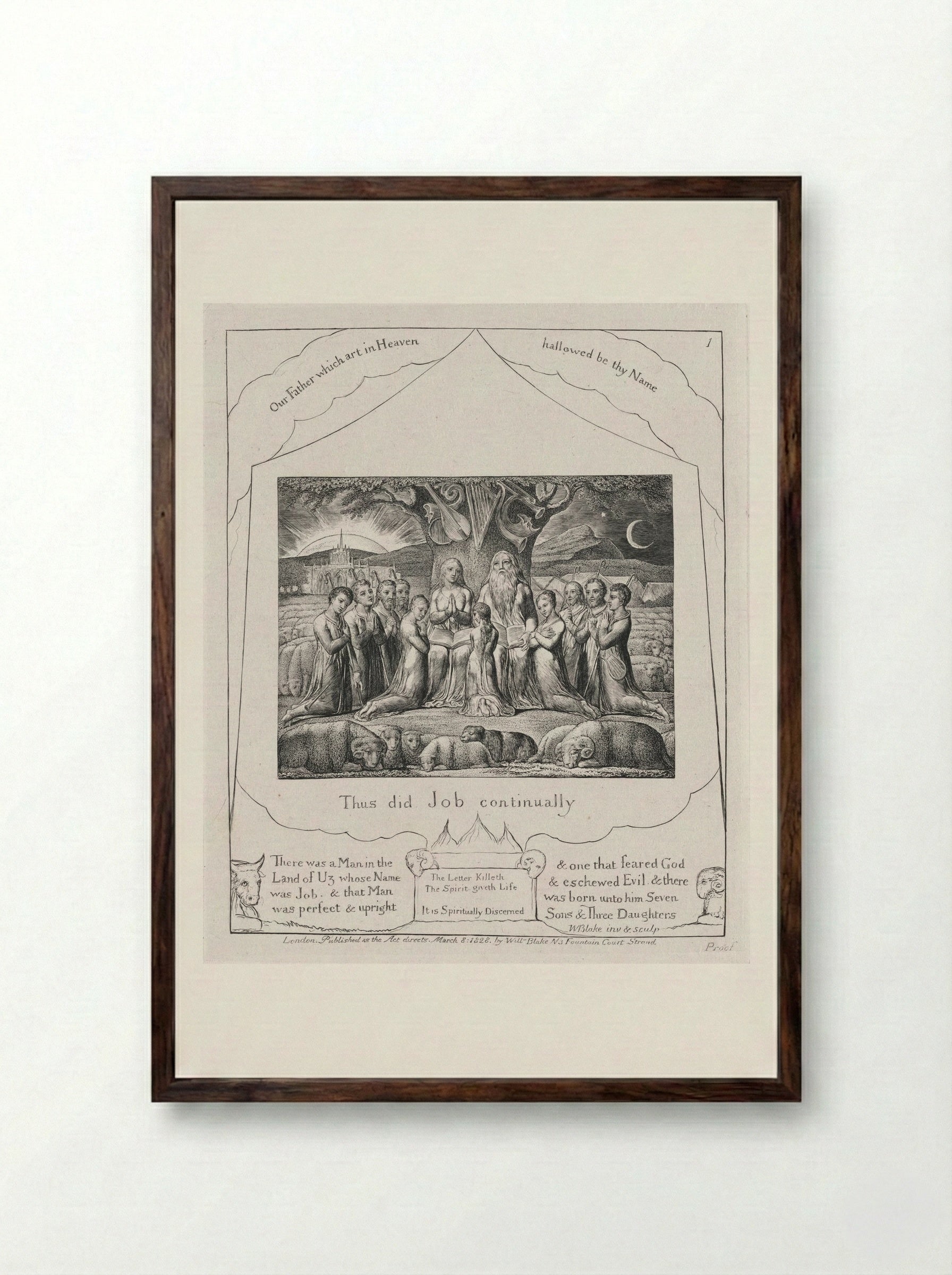 Thus did Job continually - William Blake - Framed Print Dark Wood