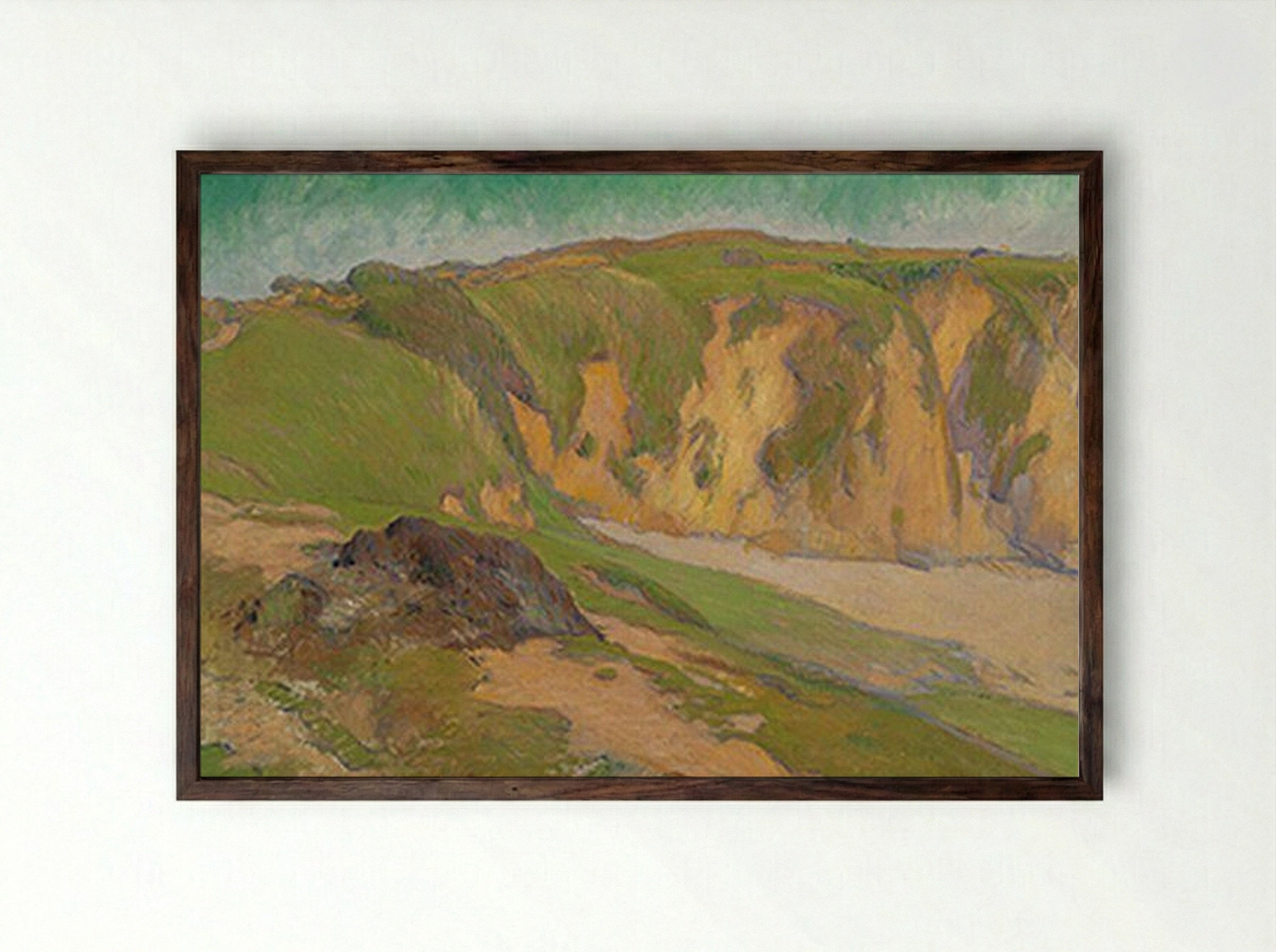 The Cliffs at Le Pouldu - Émile Bernard - Framed Print Dark Wood