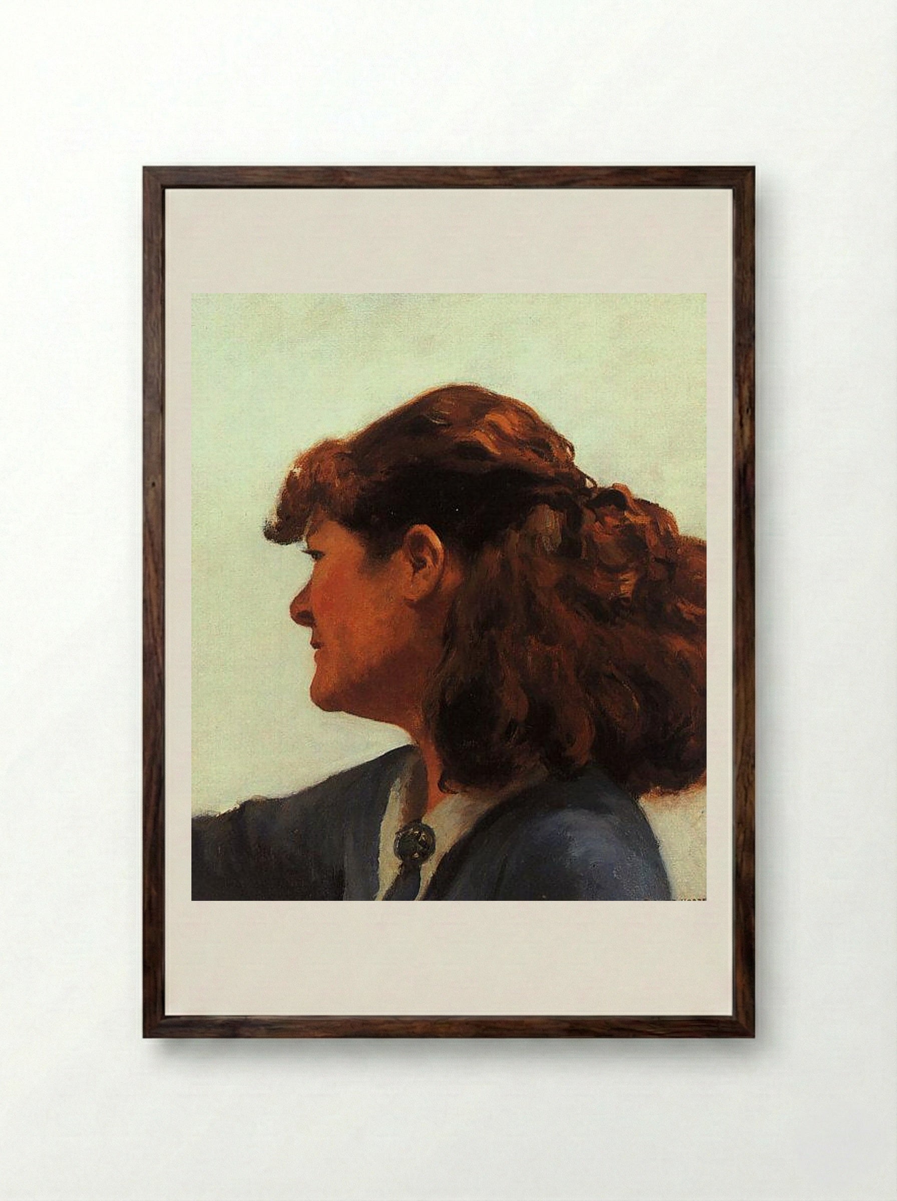 Jo Painting (Josephine Hopper) - Edward Hopper - Framed Print Dark Wood
