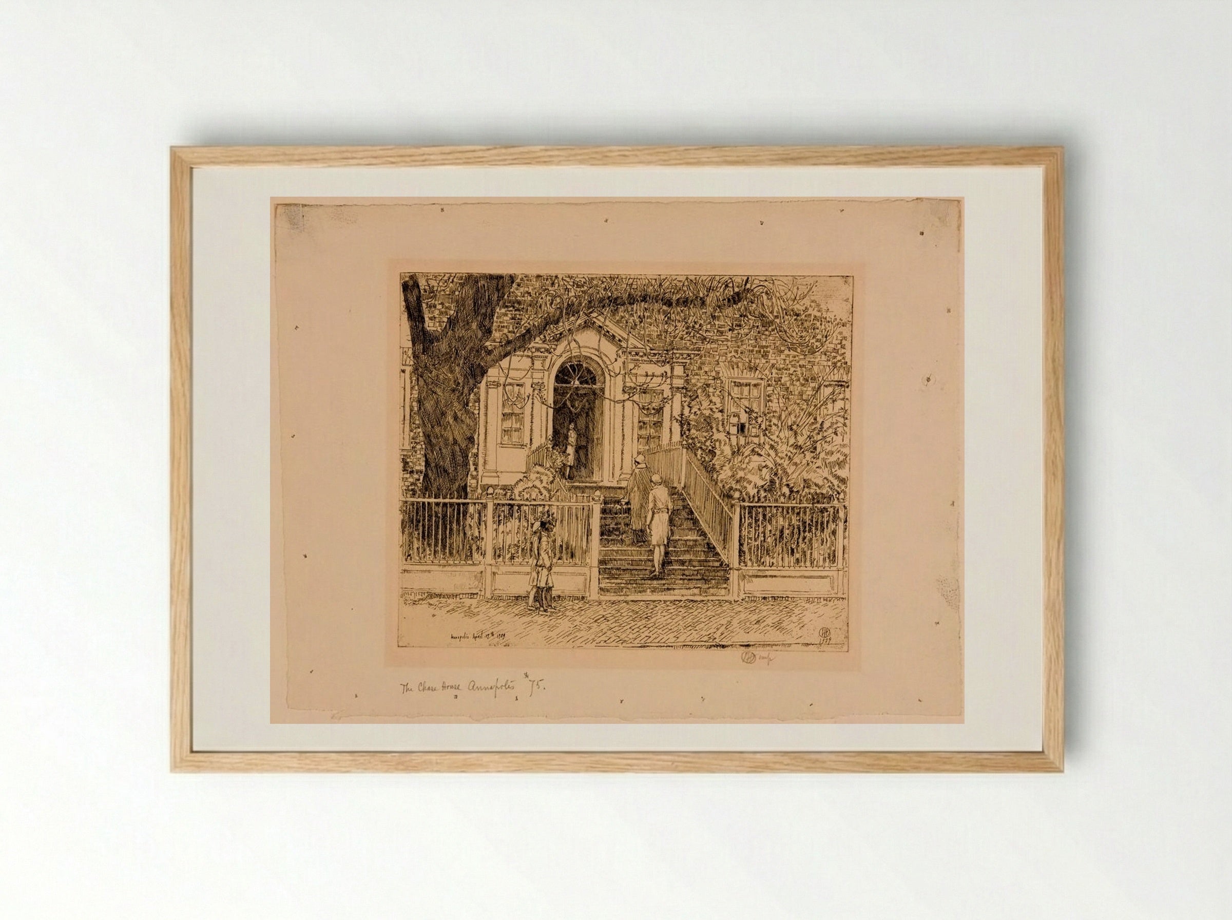 The Chase House, Annapolis - Childe Hassam - Framed Print Wood