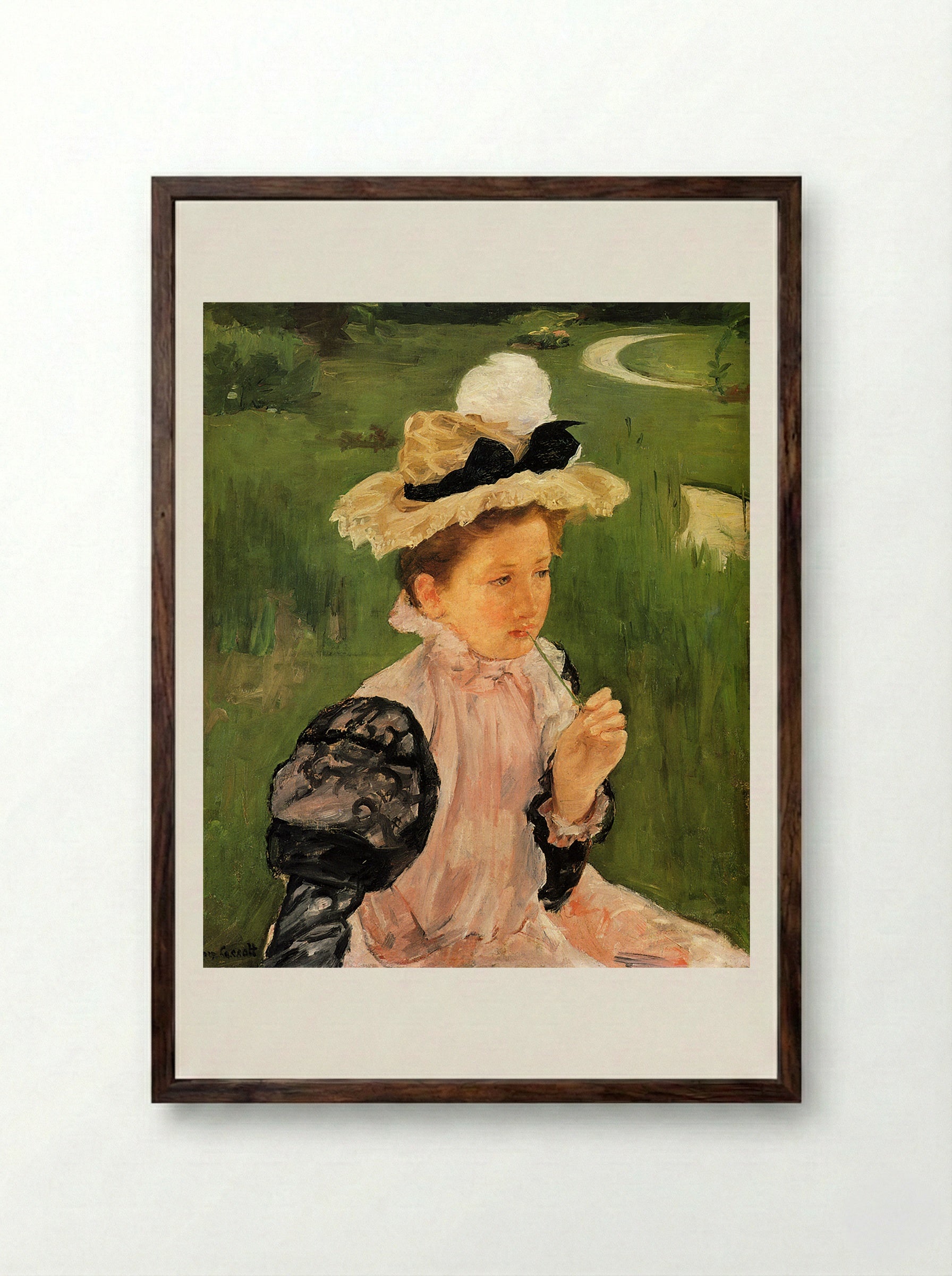 Portrait of a Young Girl - Mary Cassatt - Framed Print Dark Wood