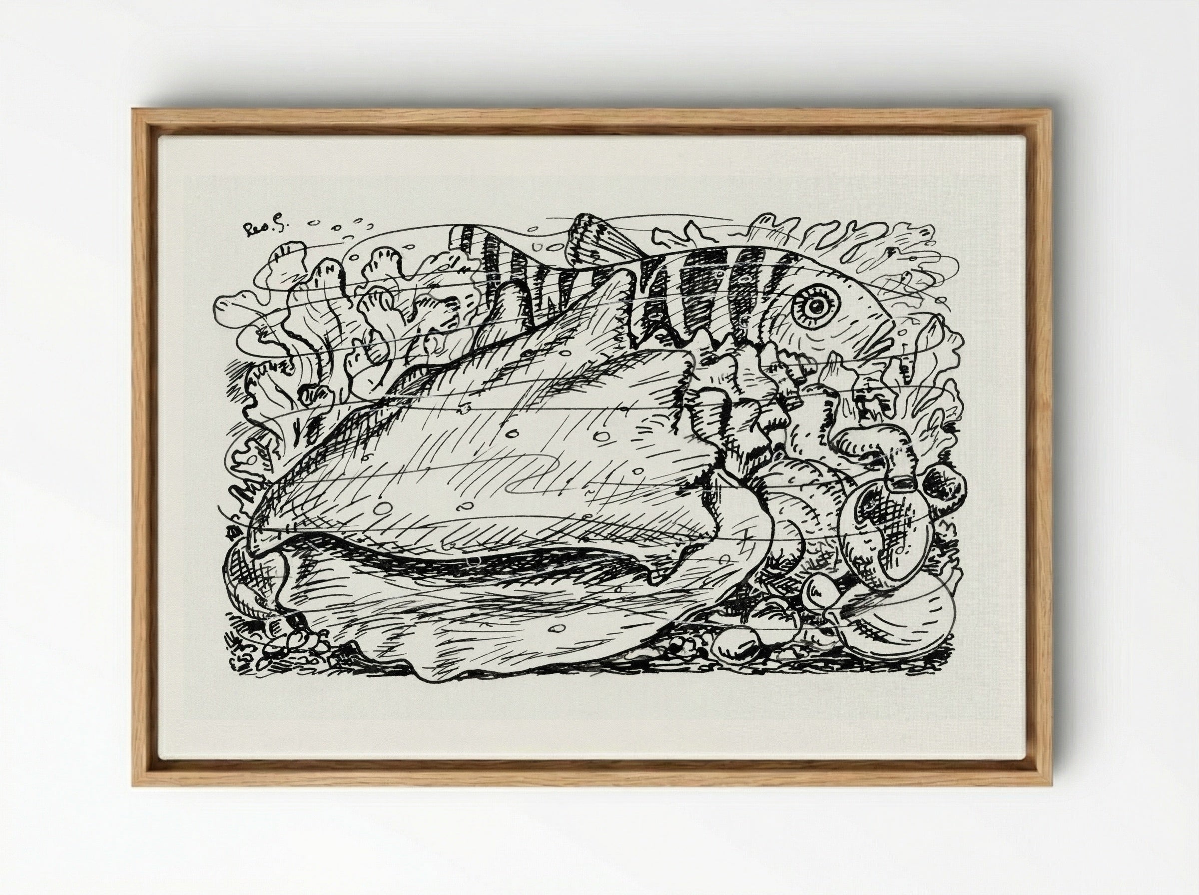 Fish and Shell in the Water - Leo Gestel - Framed Canvas Wood
