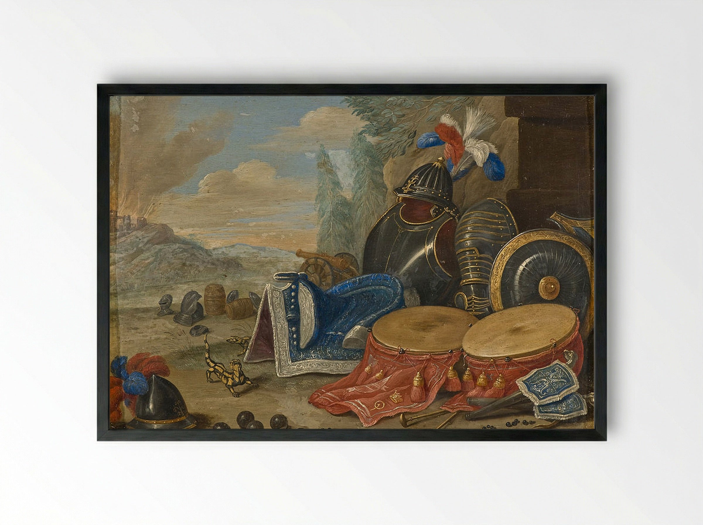 Emblems of War - Jan van Kessel the Elder - Framed Print Black