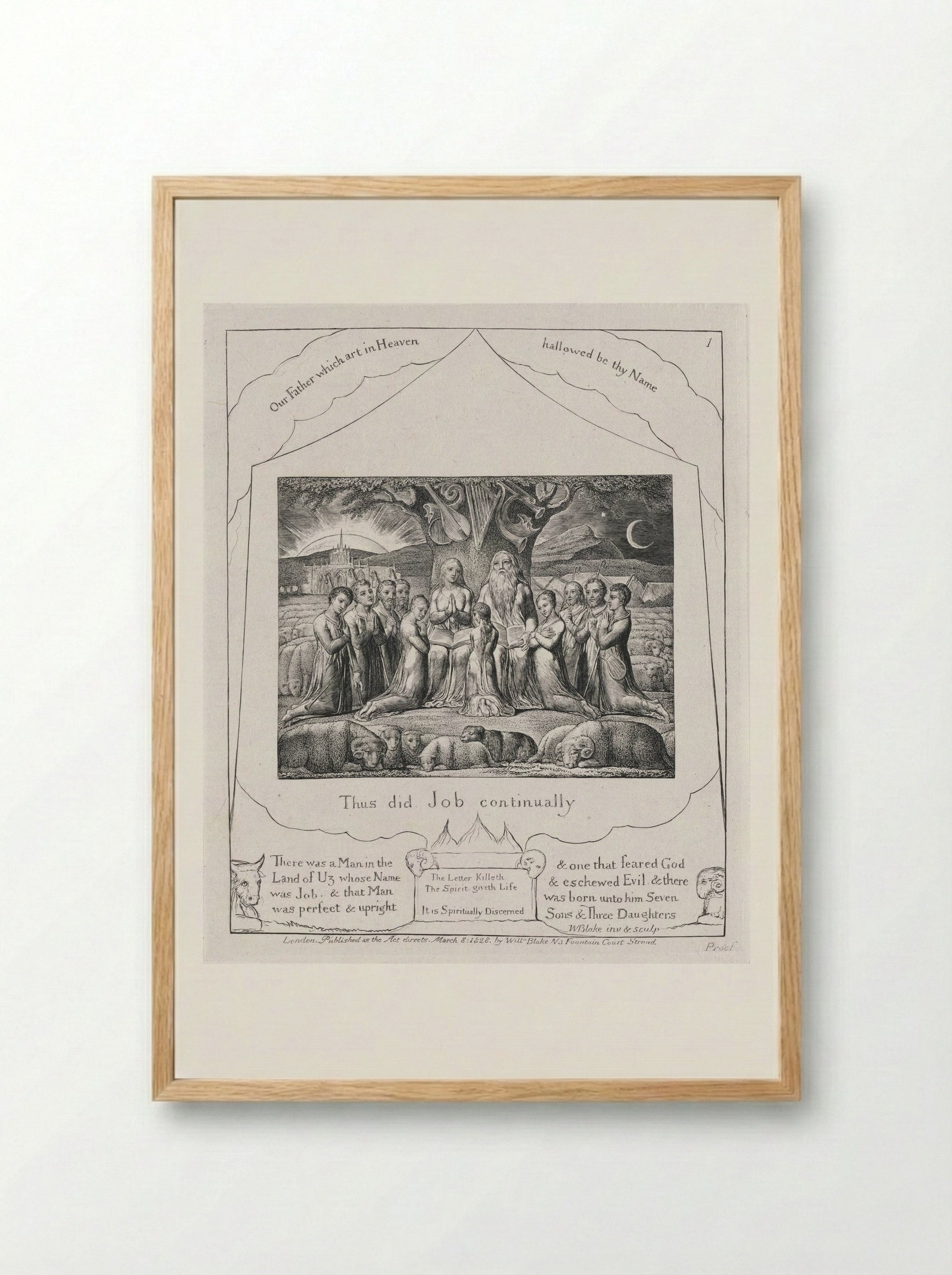 Thus did Job continually - William Blake - Framed Print Wood