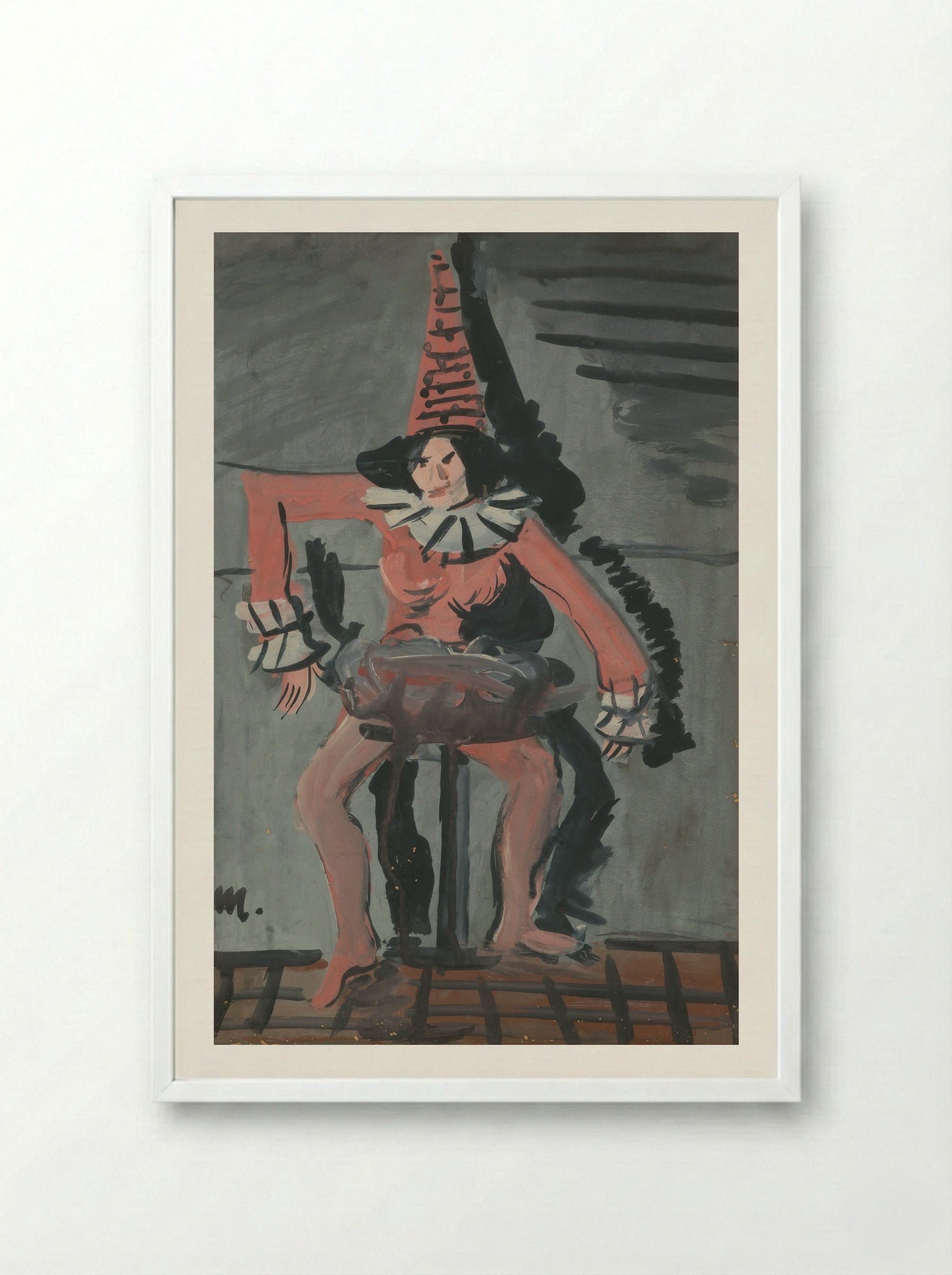 Pierrot - Cyprián Majerník - Framed Print White