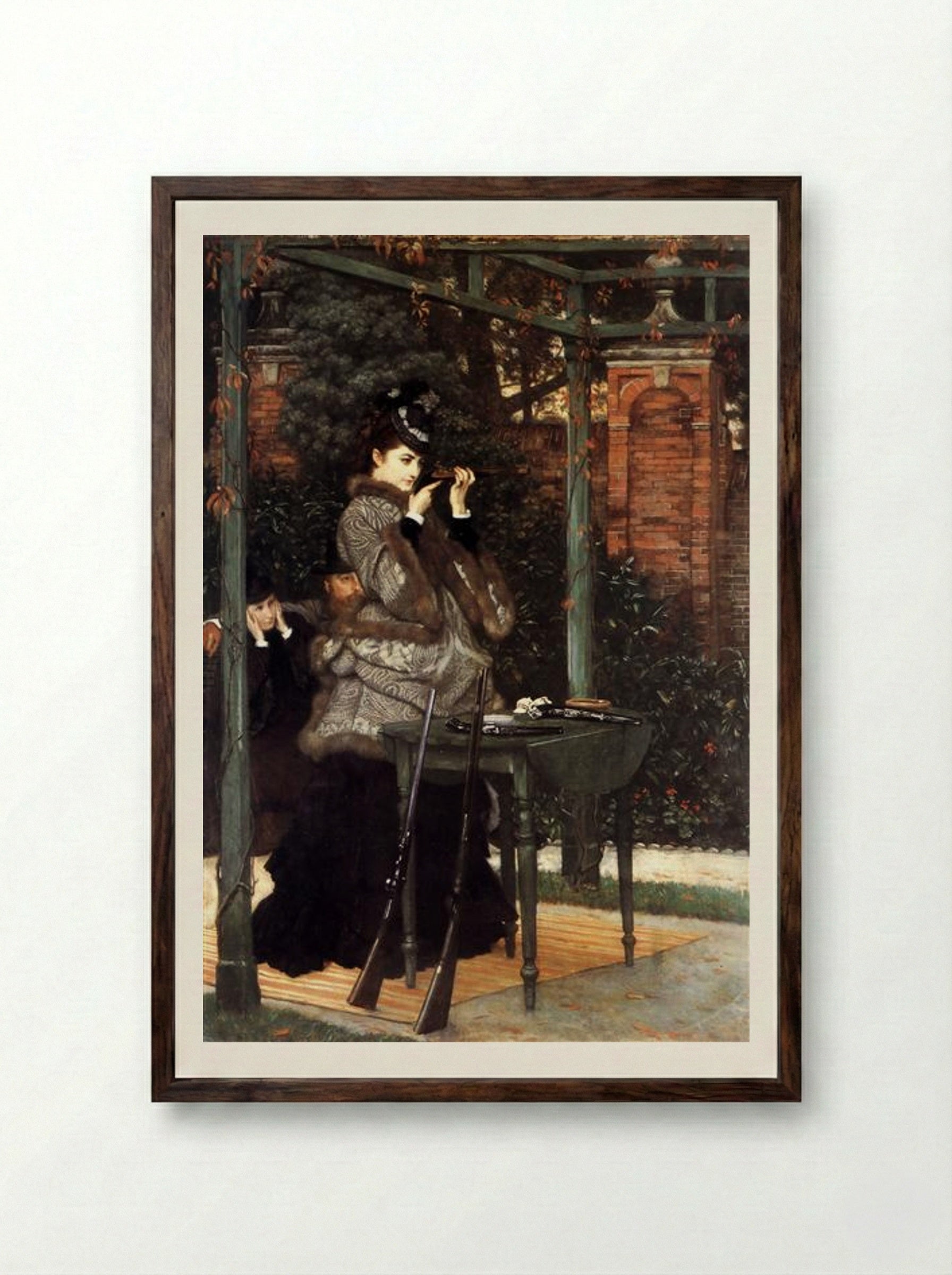 At the Rifle Range - James Tissot - Framed Print Dark Wood