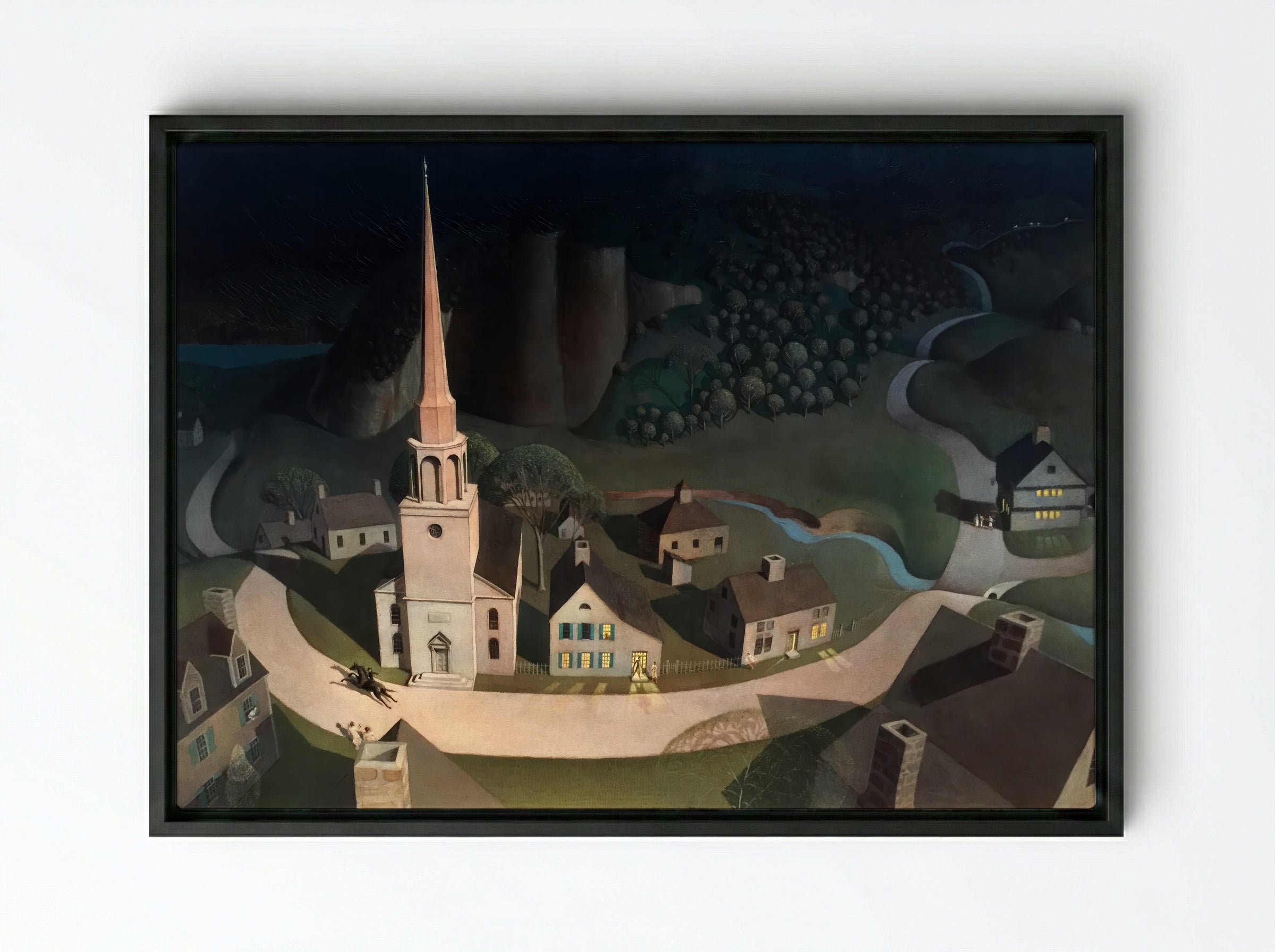 The Midnight Ride of Paul Revere - Grant Wood - Framed Canvas Black