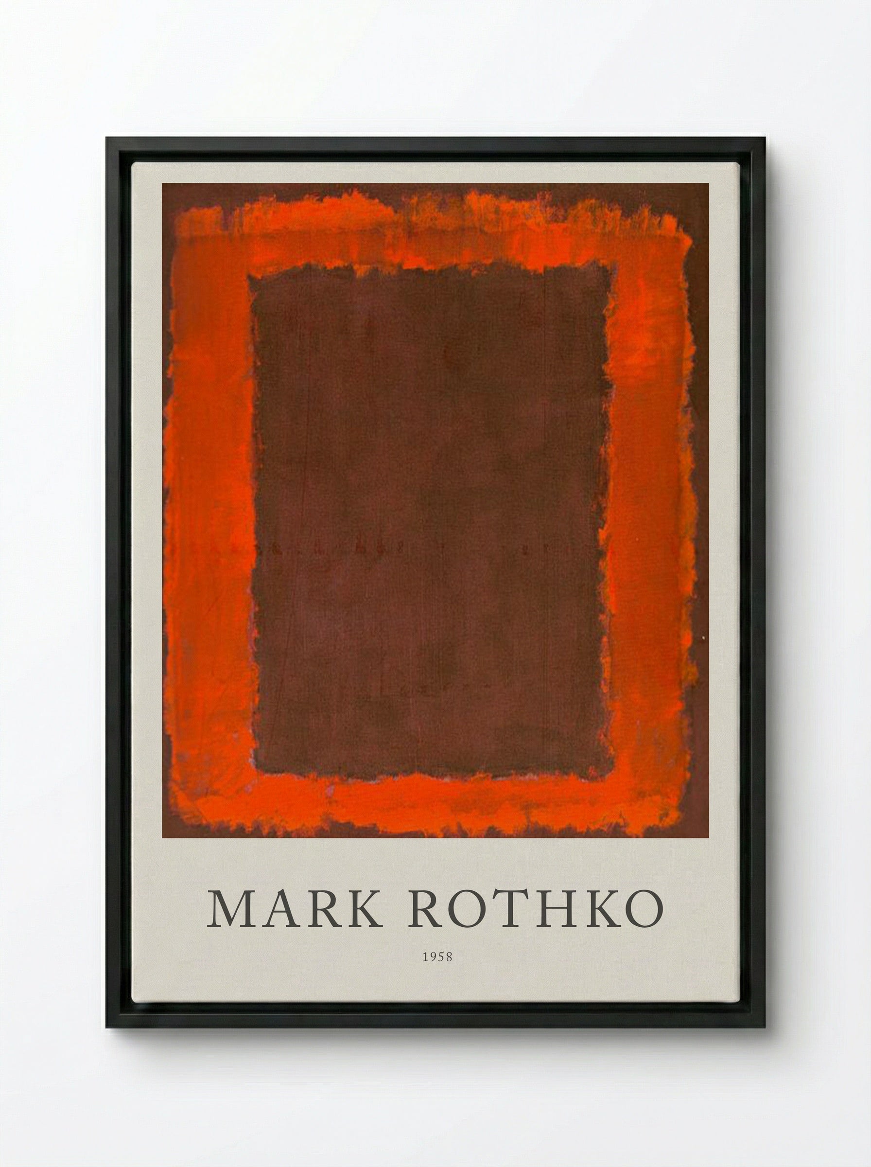 Untitled (Brown and Orange Rectangle) - Mark Rothko - Framed Canvas Black