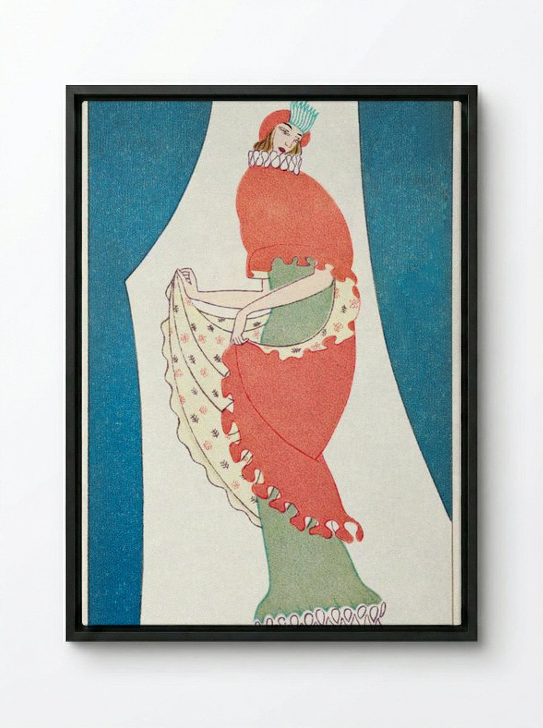 Woman in a Tubular Dress - Otto Friedrich Carl Lendecke - Framed Canvas Black