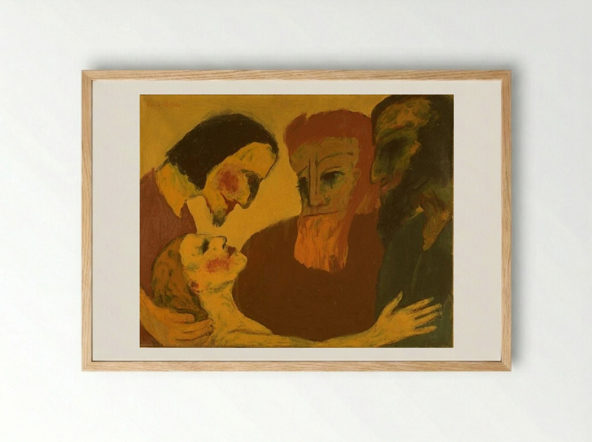 Jesus Christ and the Sinner - Emil Nolde - Framed Print Wood