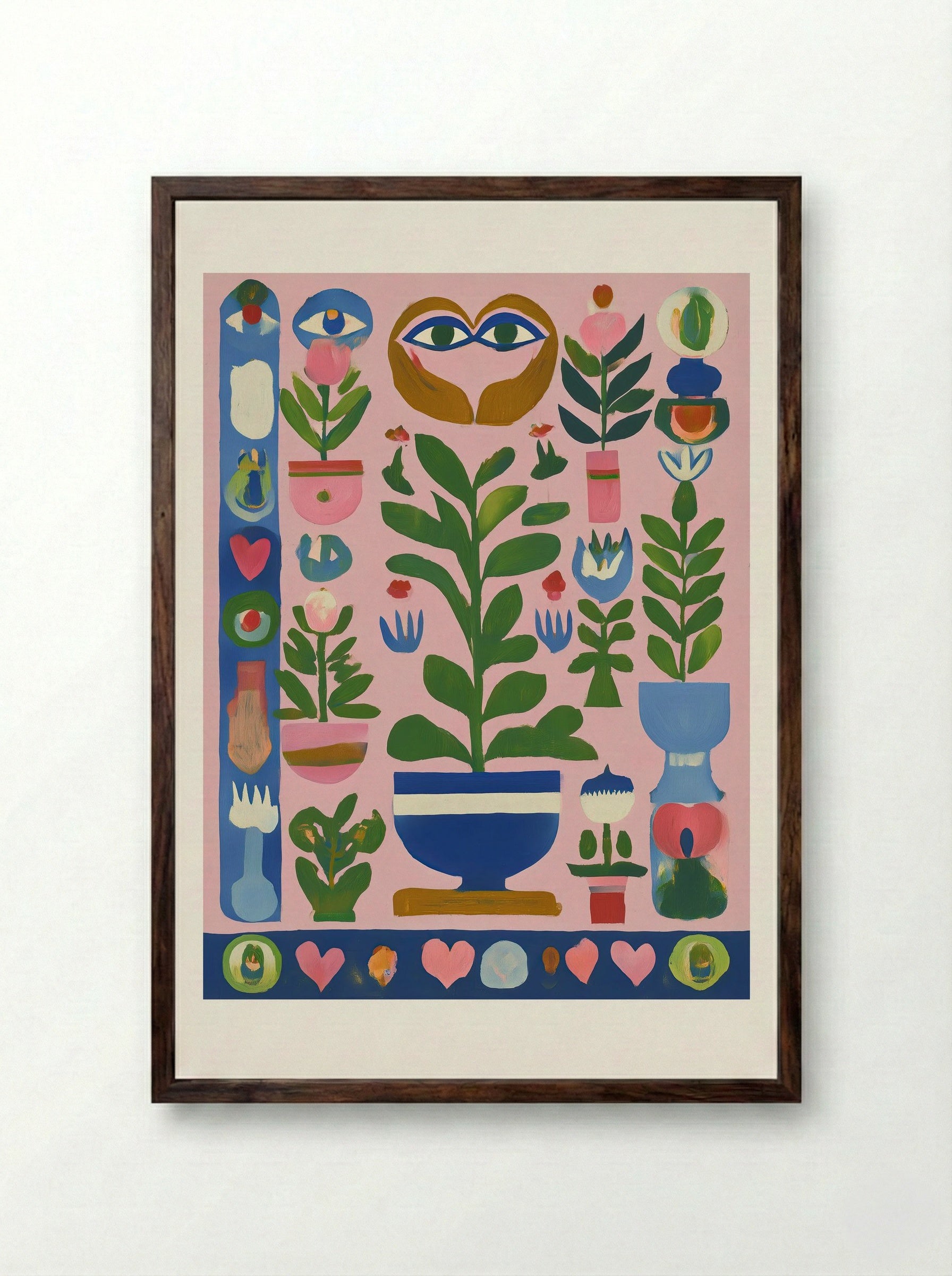 Garden of Heart and Eye - Framed Print Dark Wood