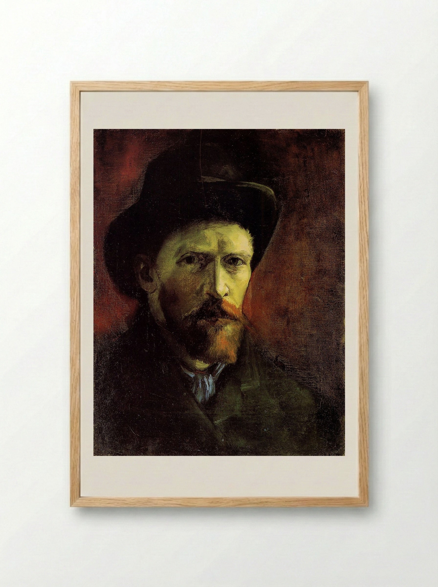 Self-Portrait with Dark Felt Hat - Vincent van Gogh - Framed Print Wood