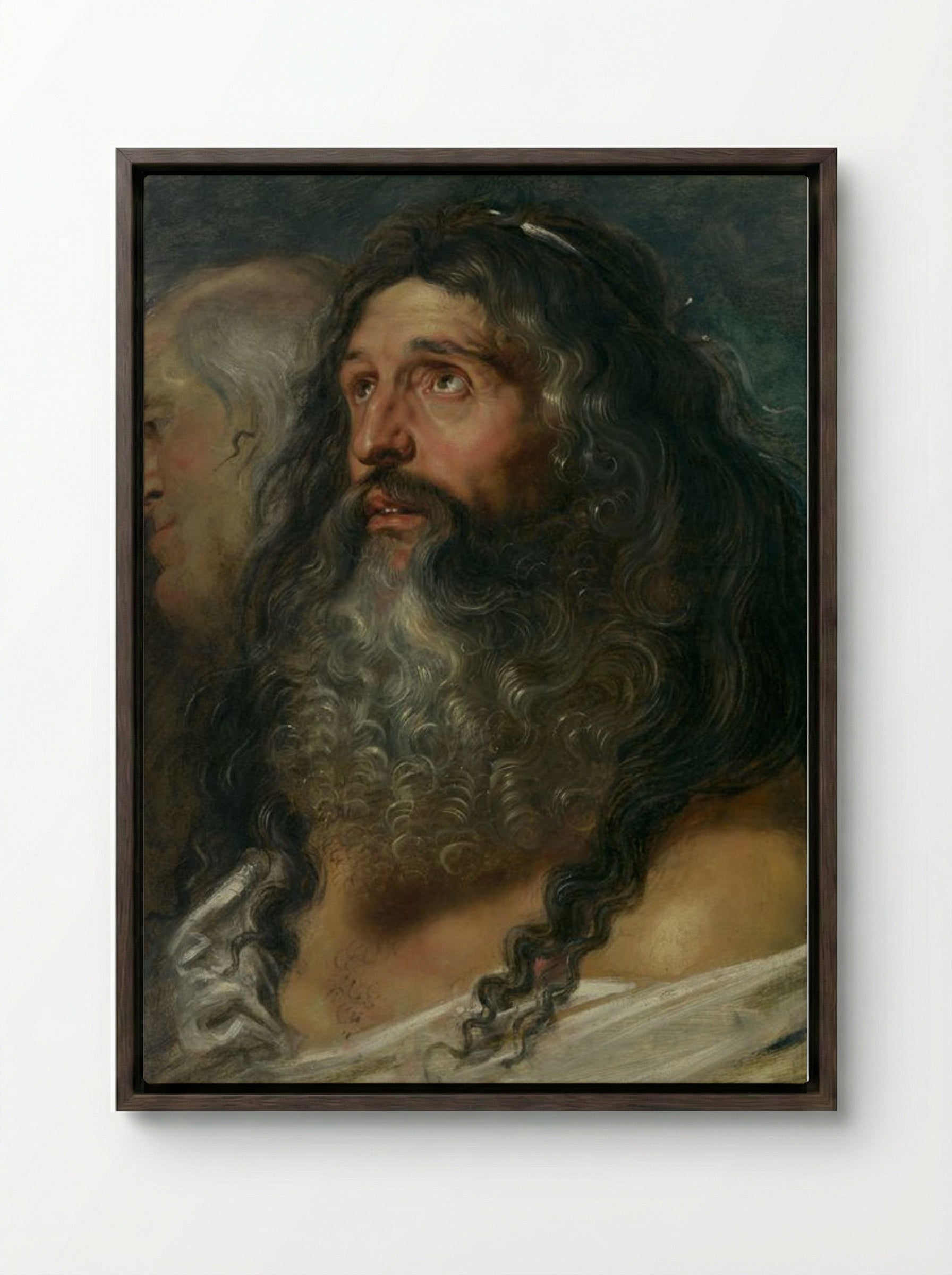 Study of Two Heads - Peter Paul Rubens - Framed Canvas Dark Wood