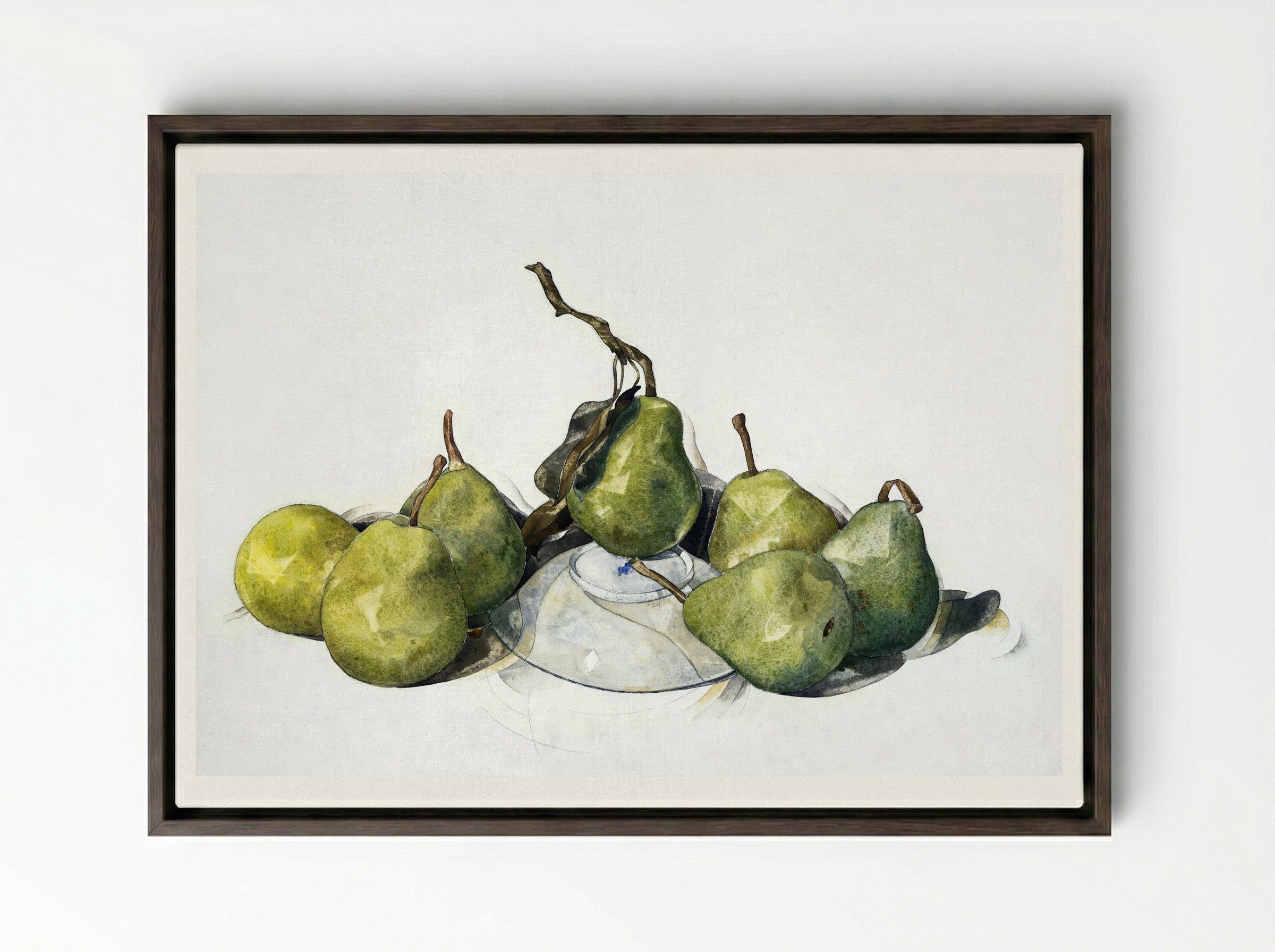 Green Pears - Charles Demuth - Framed Canvas Dark Wood