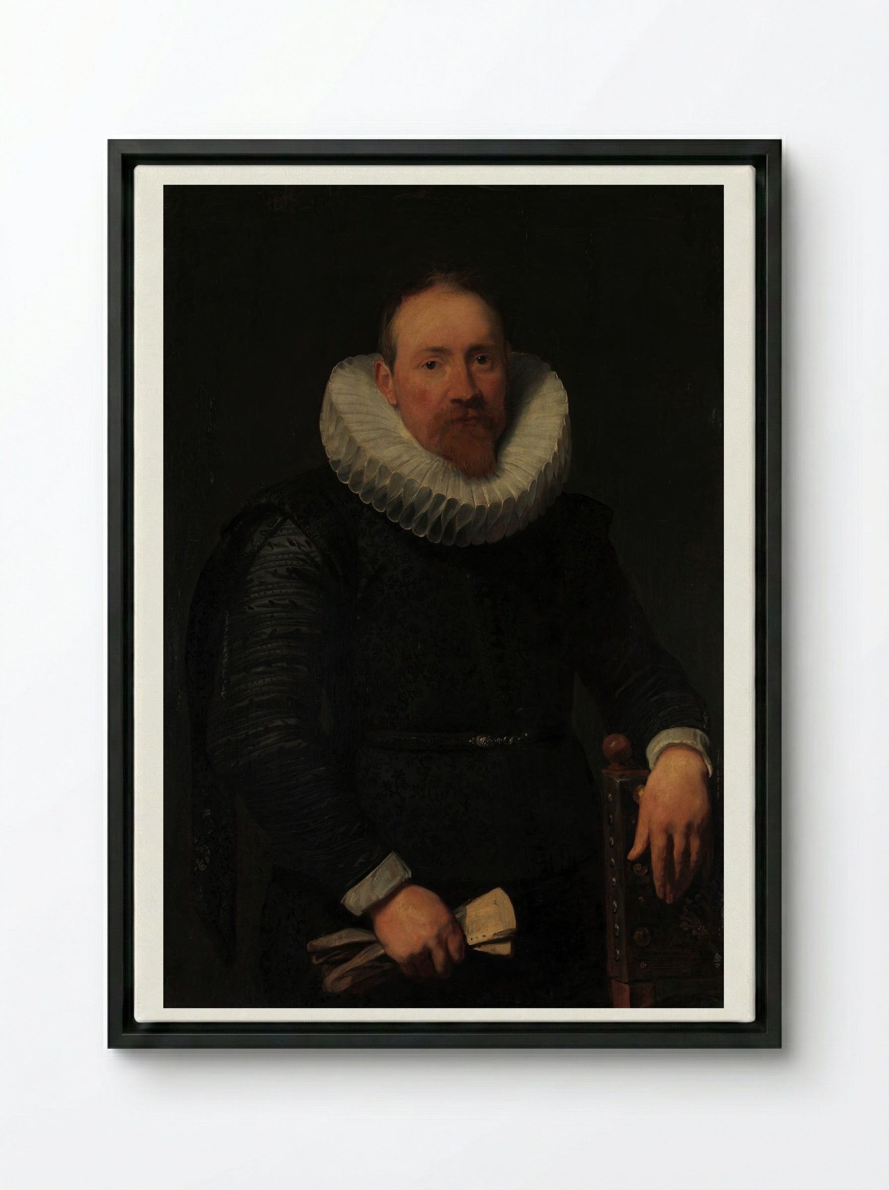 Portrait of a Man - Anthony van Dyck - Framed Canvas Black