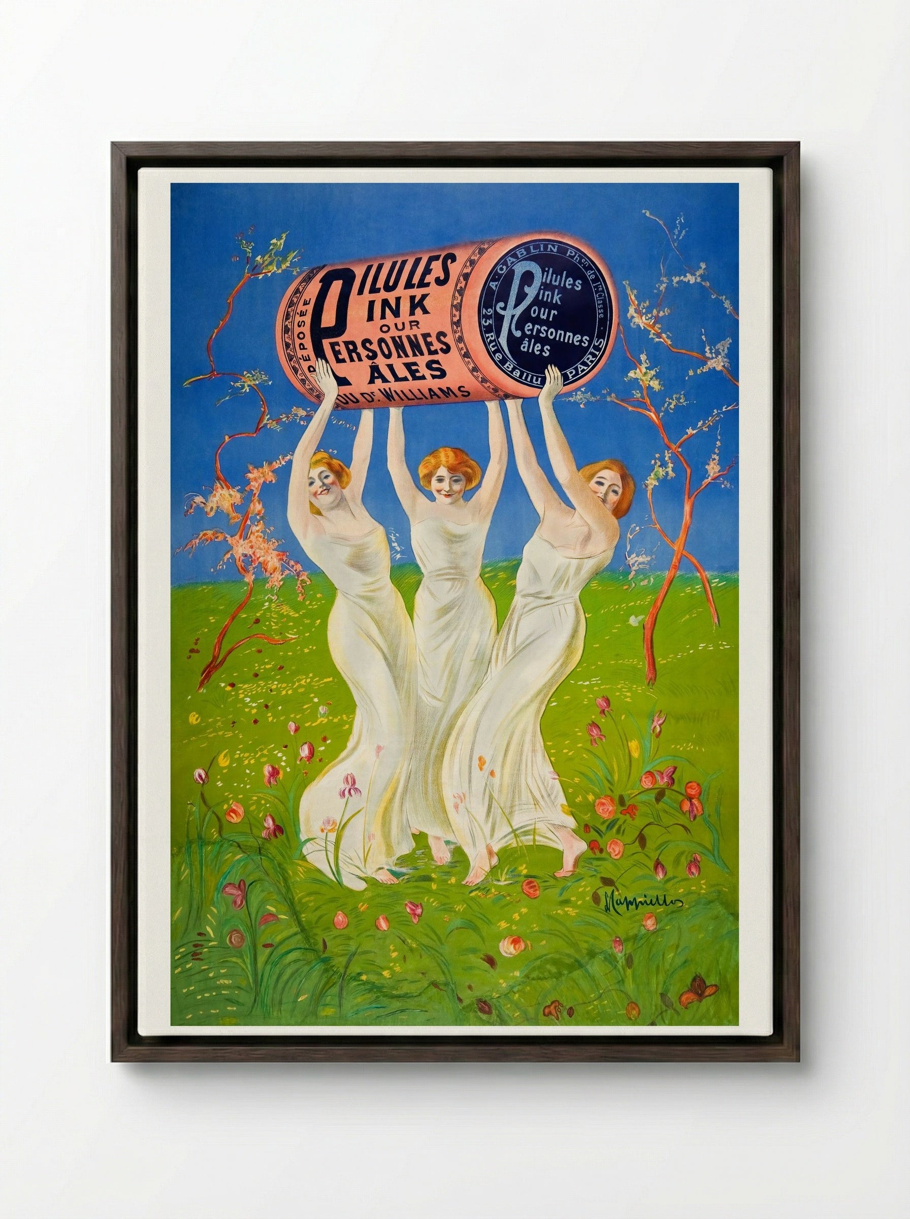Pillules Ink Our Personnes Ales - Henri Thiriet - Framed Canvas Dark Wood