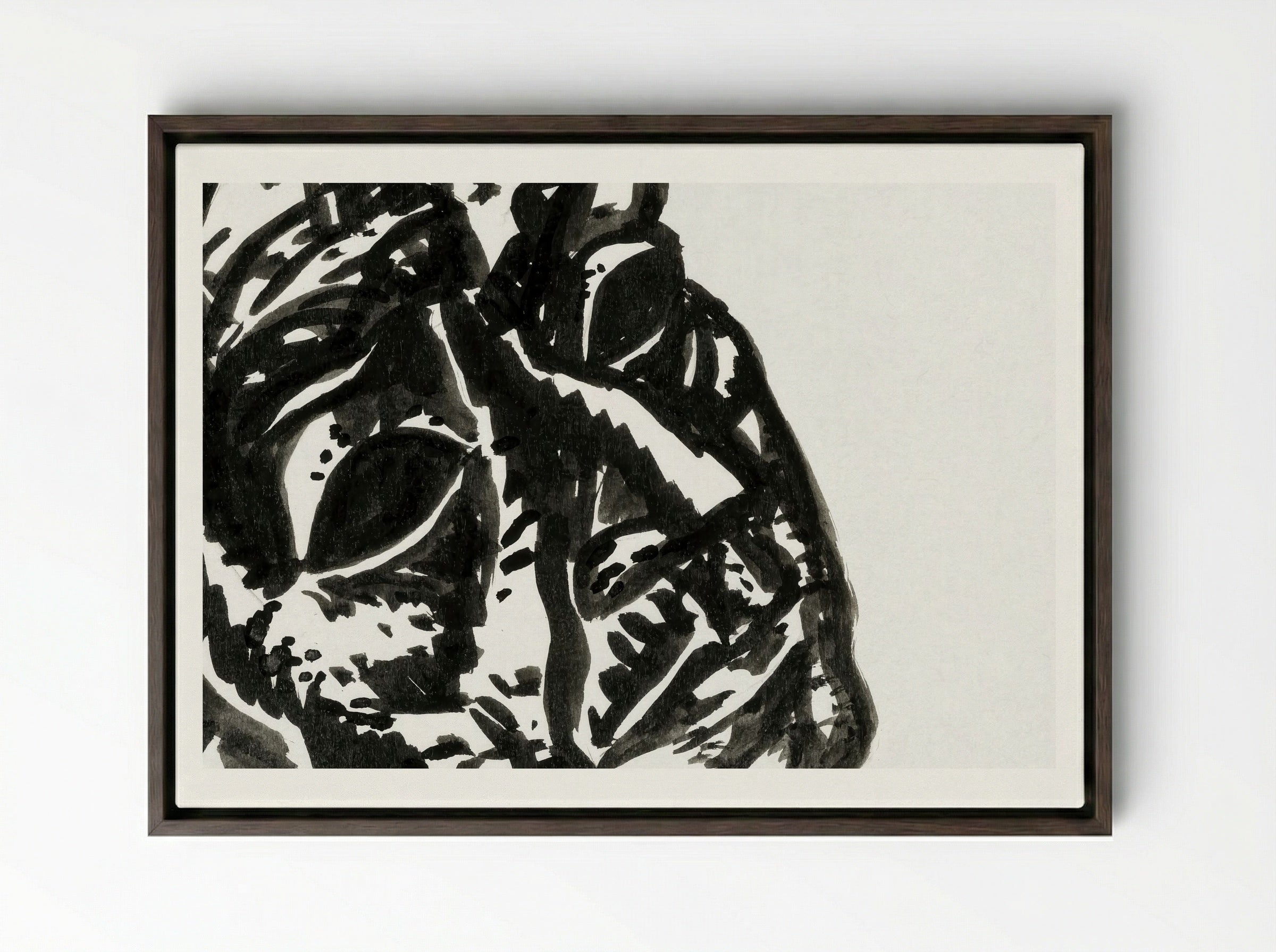 Head of a Man Looking Obliquely to the Top Right - Leo Gestel - Framed Canvas Dark Wood