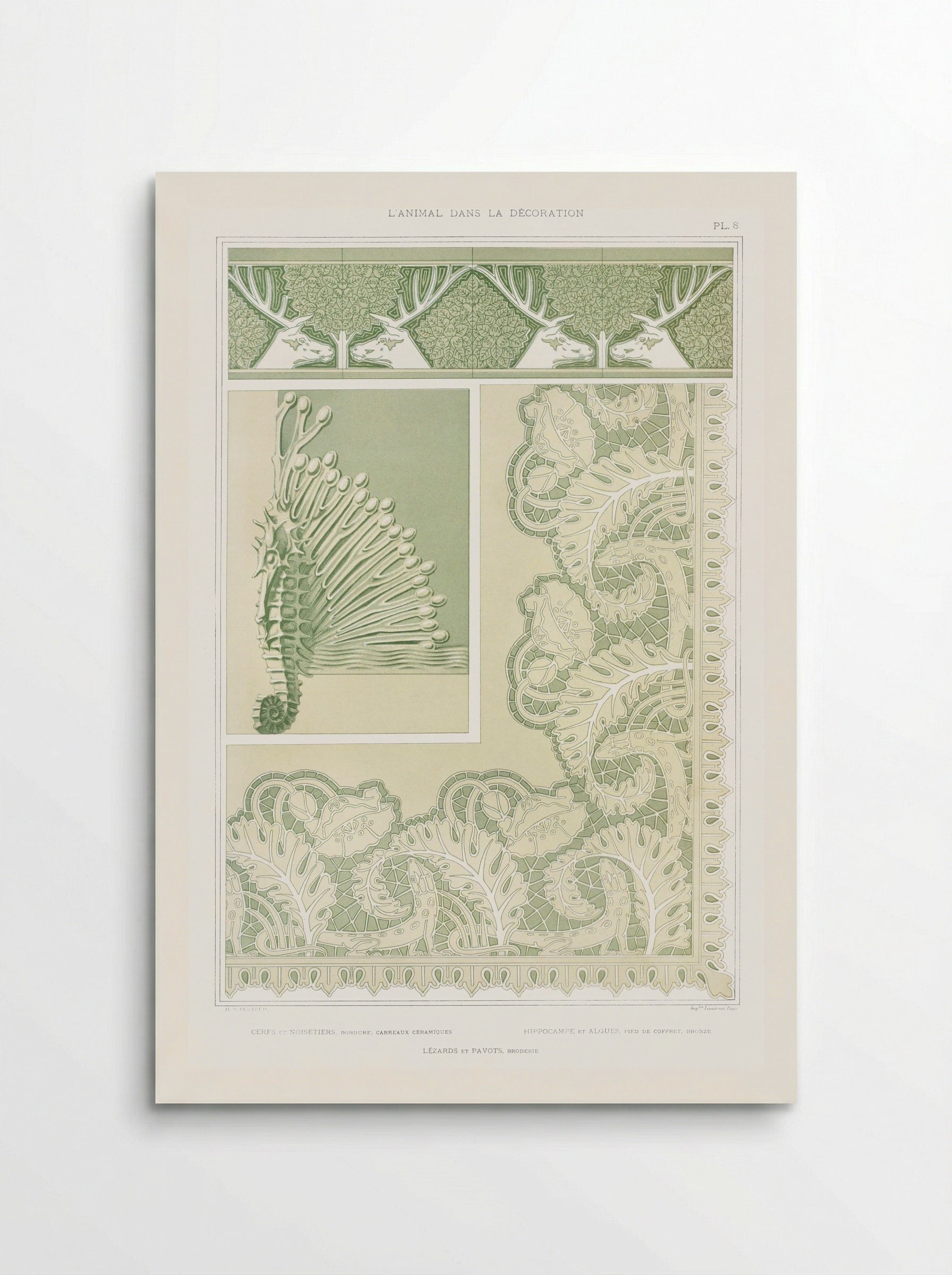 L'Animal dans la Décoration, Plate 8 (Deer, Seahorse, Lizards) - Maurice Pillard Verneuil - Poster
