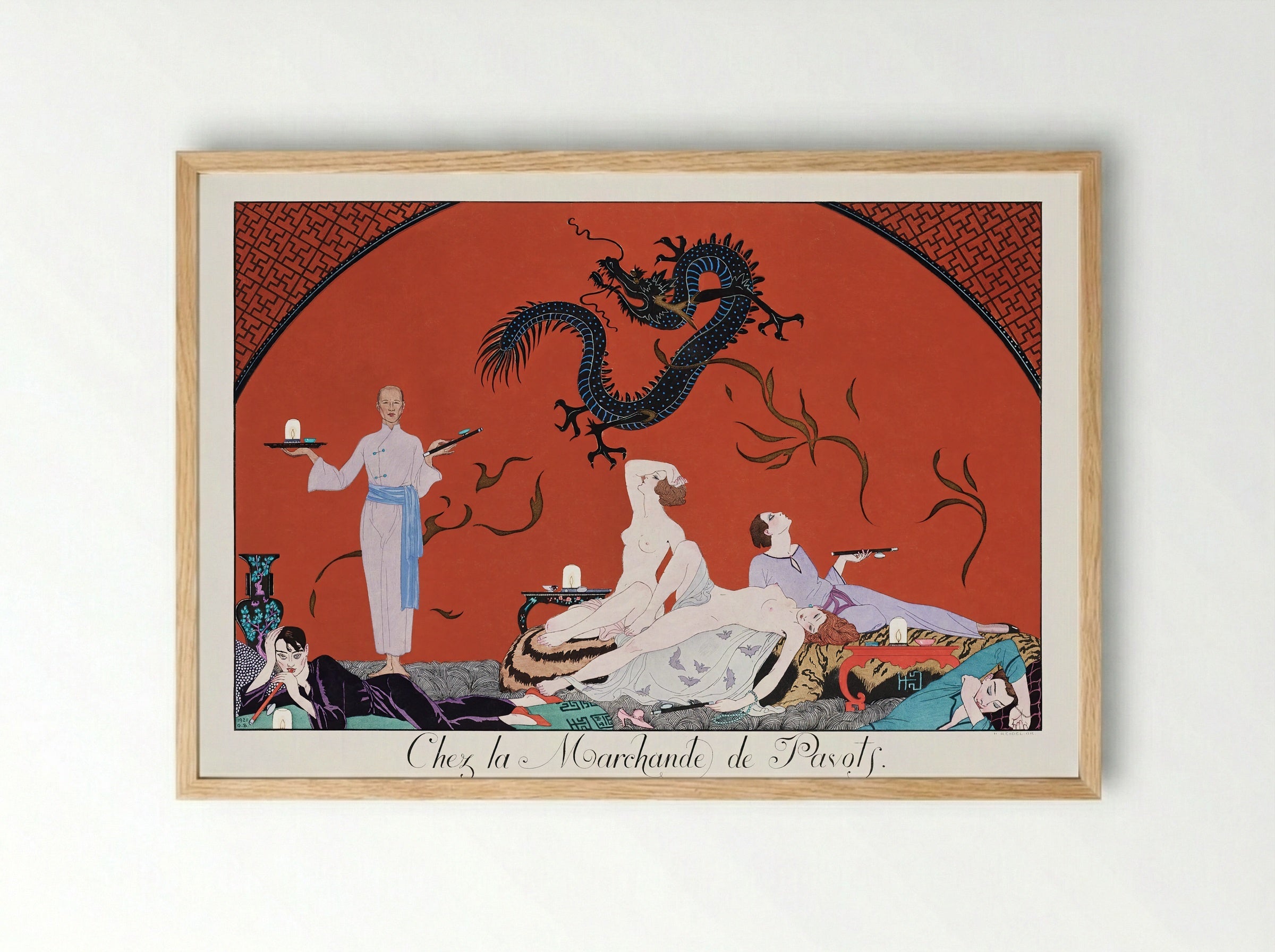 Chez la Marchande de Pavots - George Barbier - Framed Print Wood