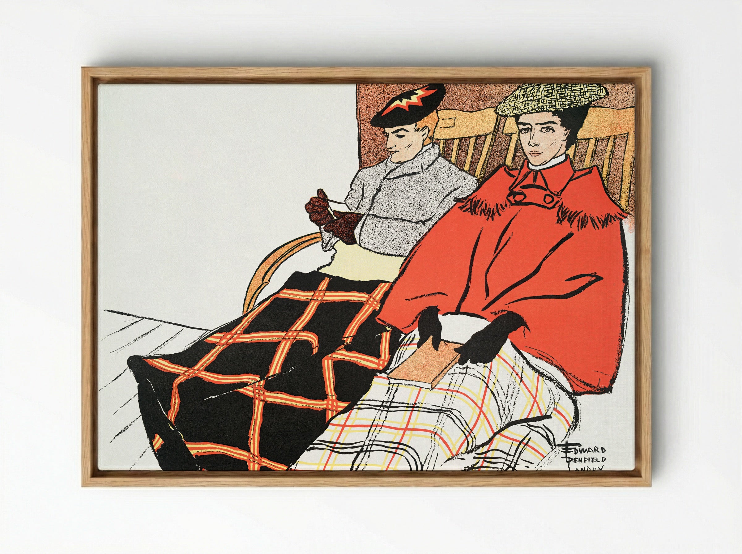 Man and Woman Sitting Together - Edward Penfield - Framed Canvas Wood