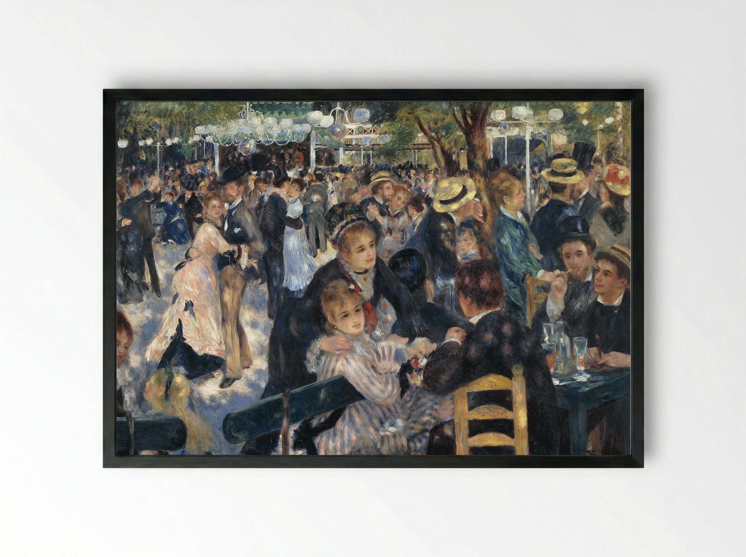 Dance at Le Moulin de la Galette - Pierre-Auguste Renoir - Framed Print Black