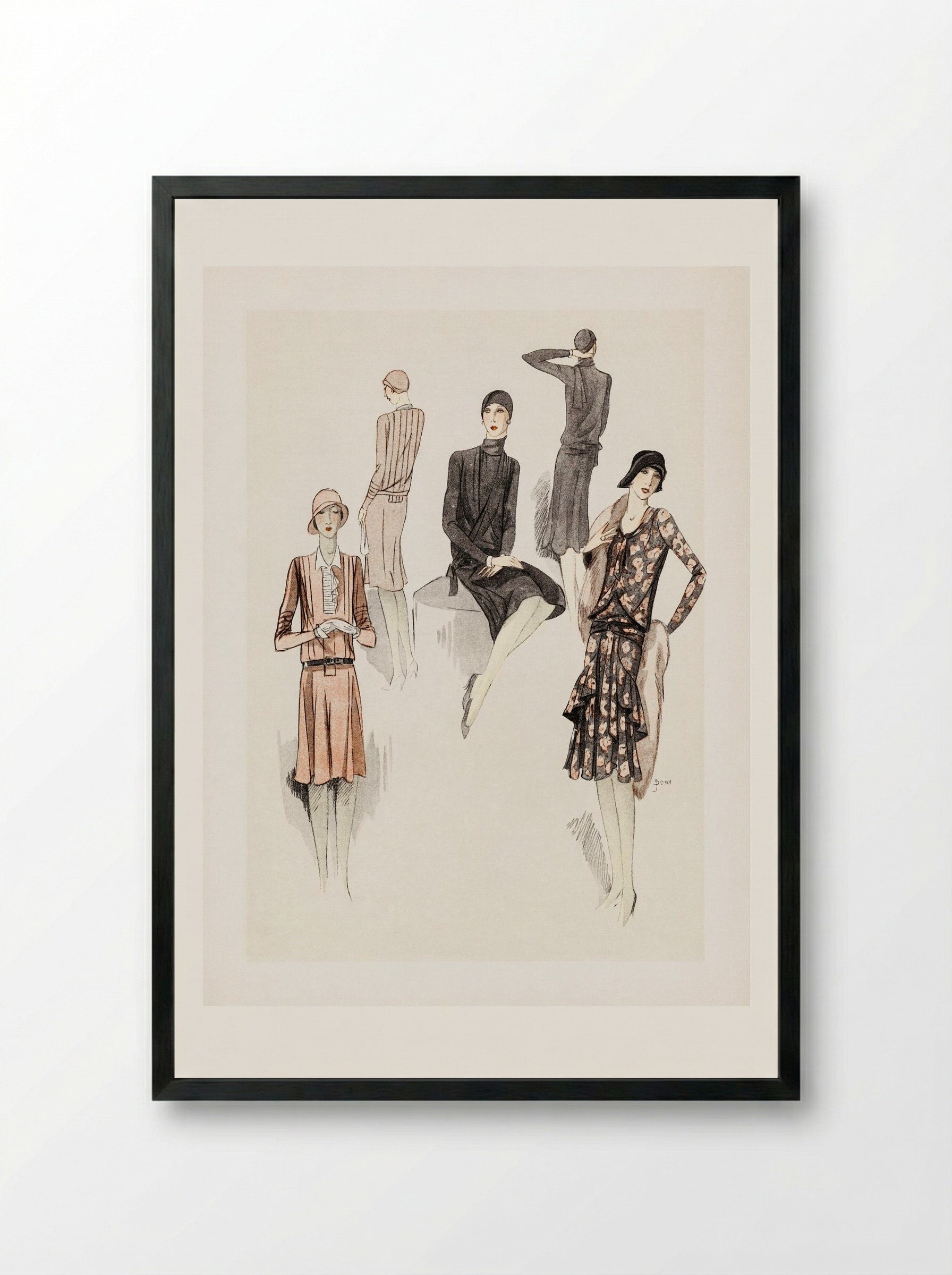 Feuillets de l'Élégance Féminine - Fine Art Print - Framed Print Black