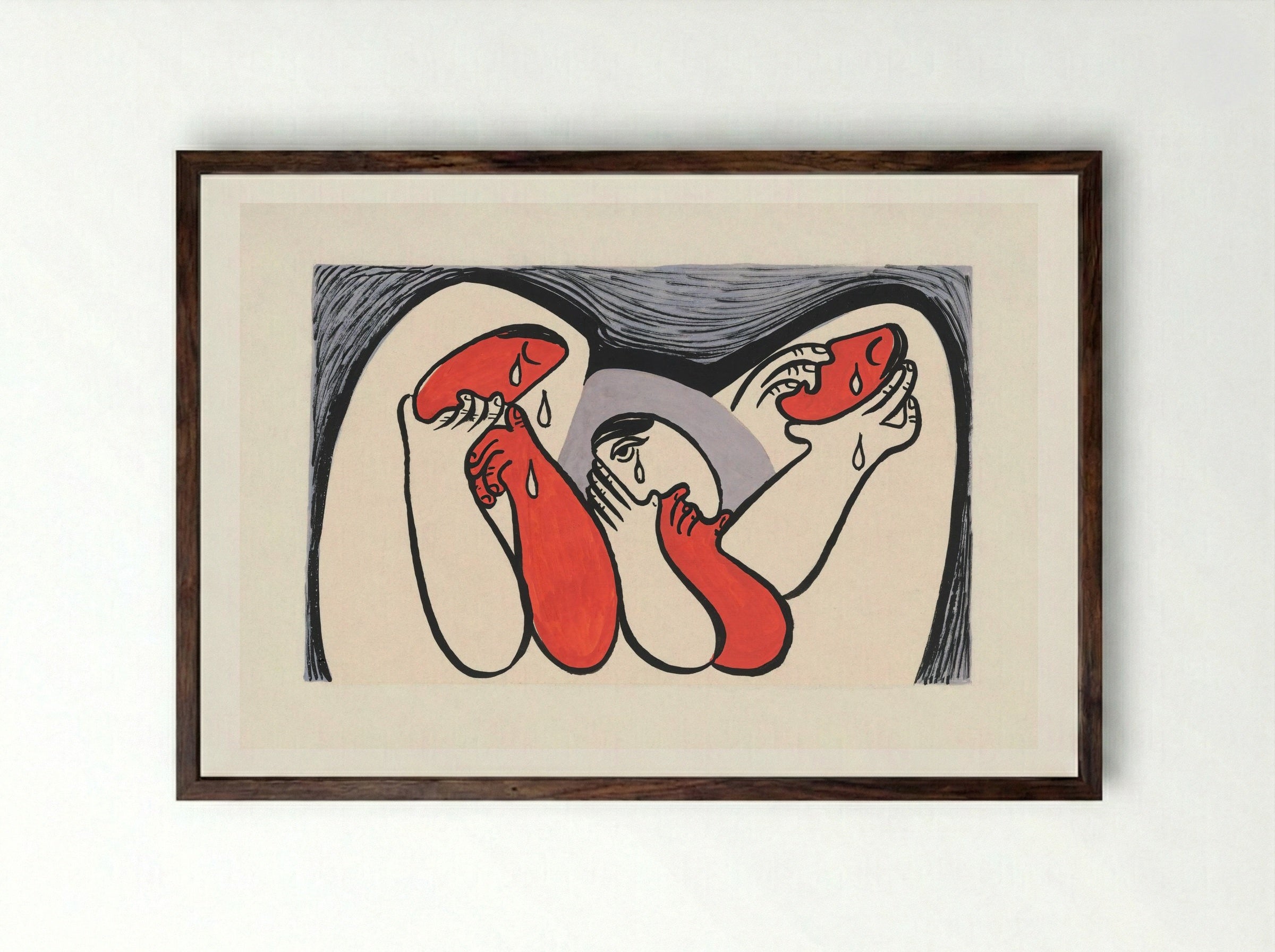 Crying Women - Mikuláš Galanda - Framed Print Dark Wood
