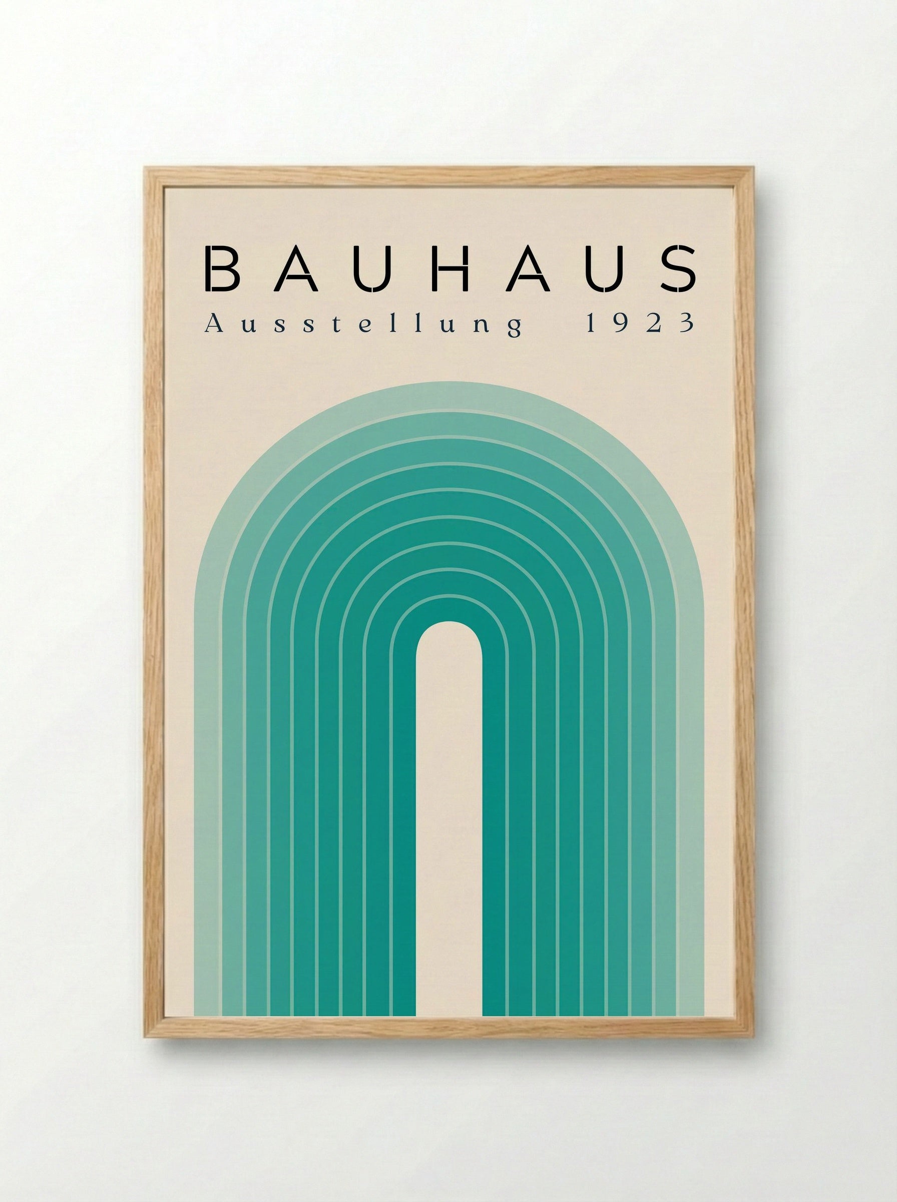 Bauhaus Teal Arch – 1923 Exhibition Poster - Framed Print Wood