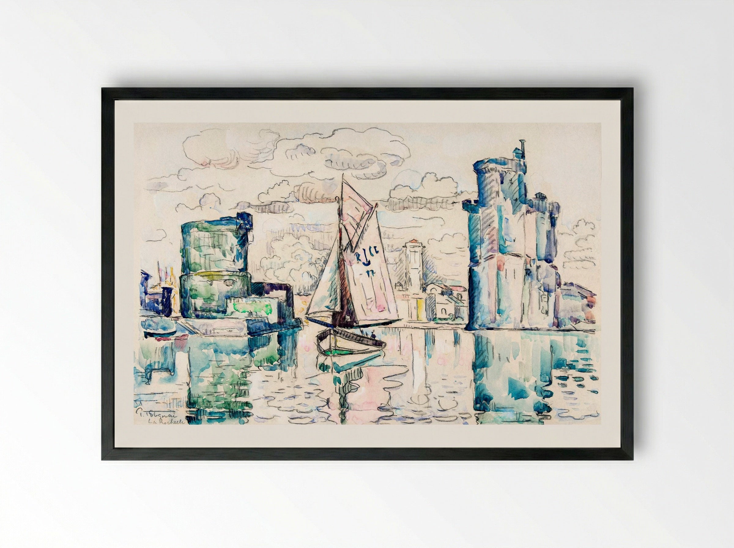 Entrance to the Harbour of La Rochelle - Paul Signac - Framed Print Black